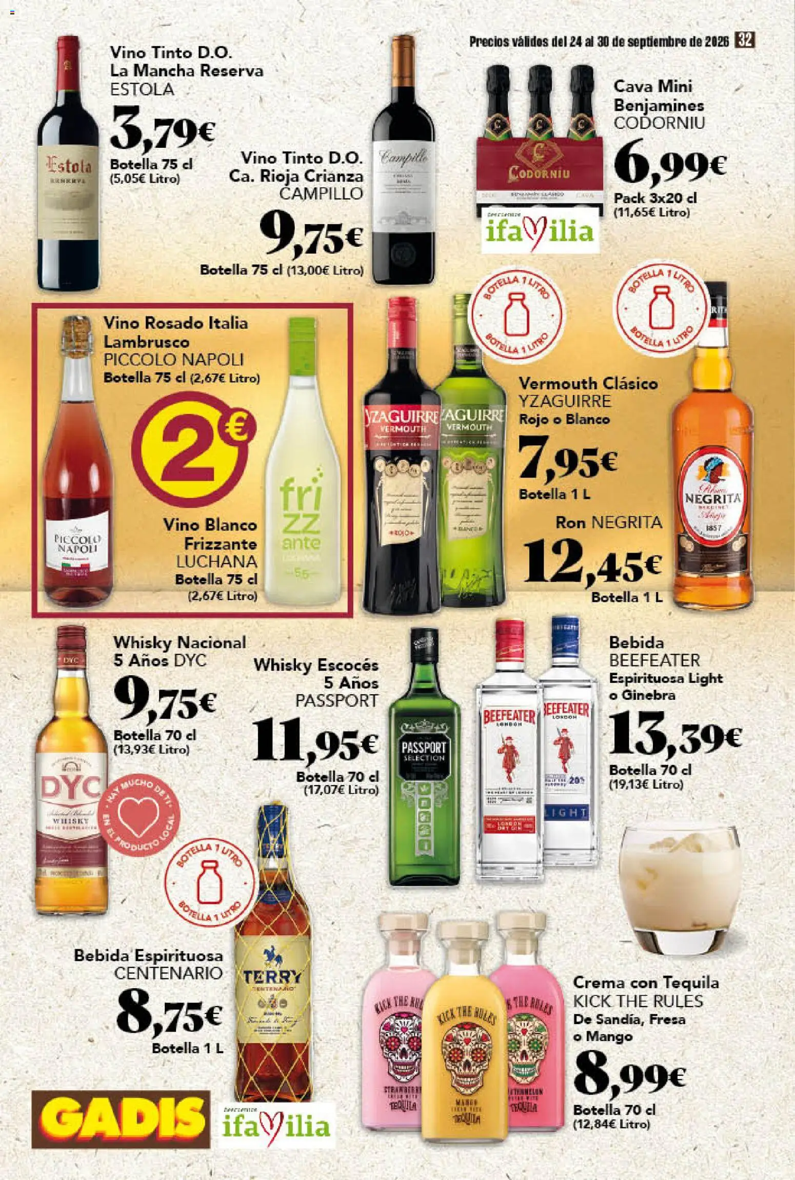 Gadis folleto │ válido desde el 24/09/2026 | Página: 32 | Productos: Lambrusco, Whisky, Vino blanco, Mango