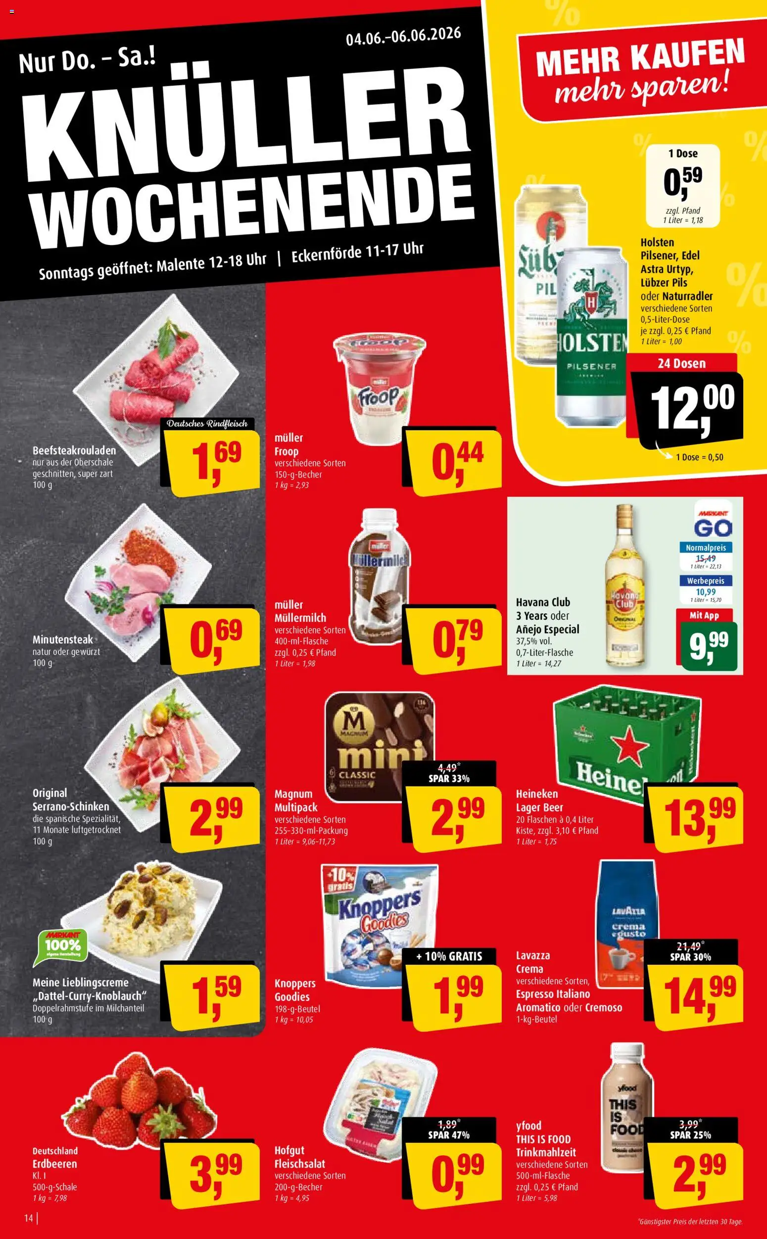 Markant Prospekt – gültig ab 01.06.2026 | Seite: 14 | Produkte: Havana club, Astra, Rindfleisch, Erdbeeren