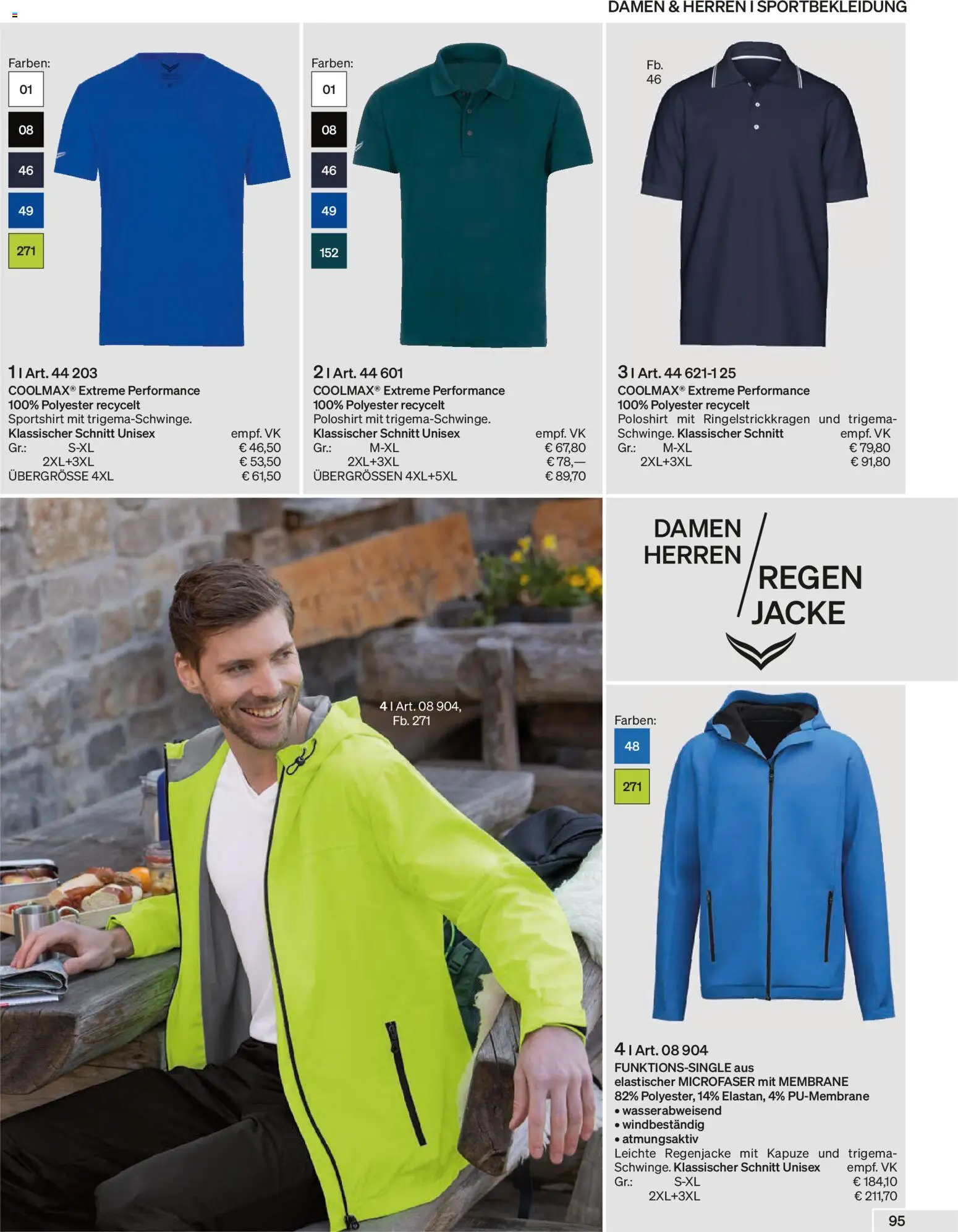 Trigema Prospekt – gültig ab 01.09.2026 | Seite: 96 | Produkte: Regenjacke, Poloshirt, Jacke