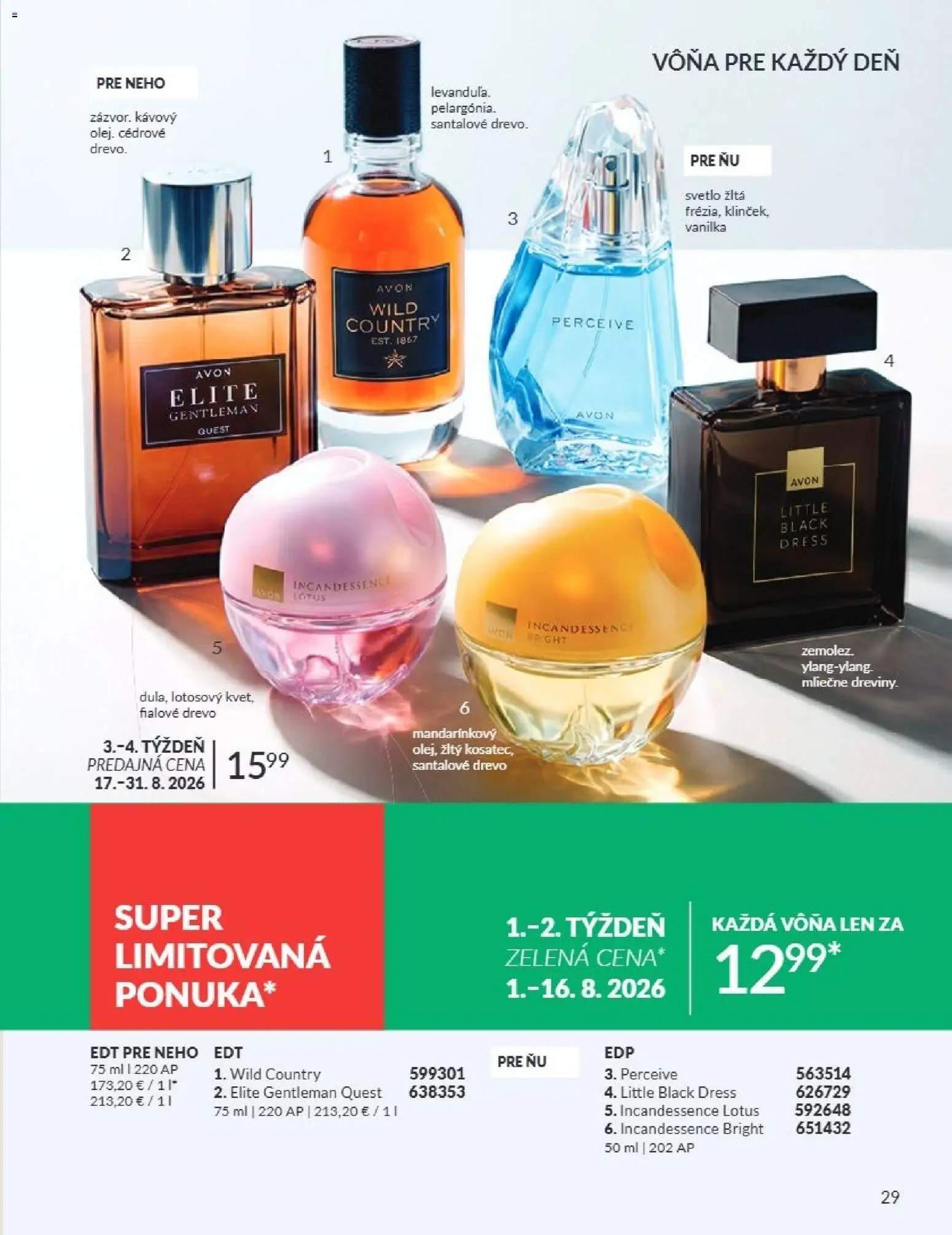 Nové Avon akcie – leták je platný od 01.08.2026 | Strana: 29 | Produkty: Svetlo, Lotus, Vanilka