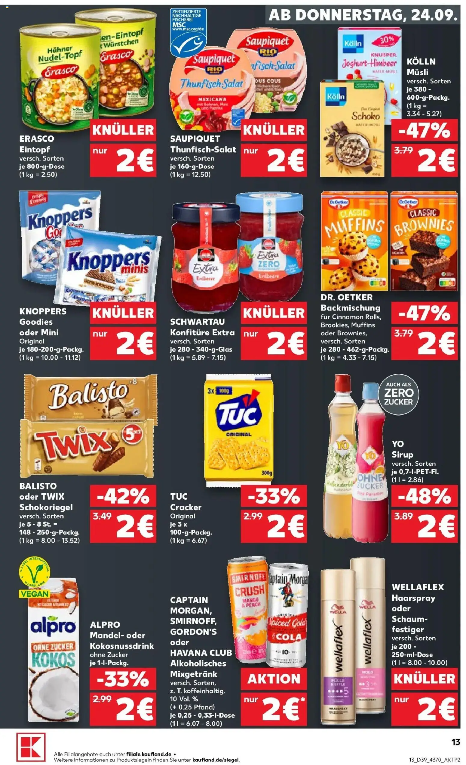 Prospekt Kaufland ab 24.09.2026 » Angebote Online zum Blättern | Seite: 13 | Produkte: Musli, Havana club, Sirup, Erasco
