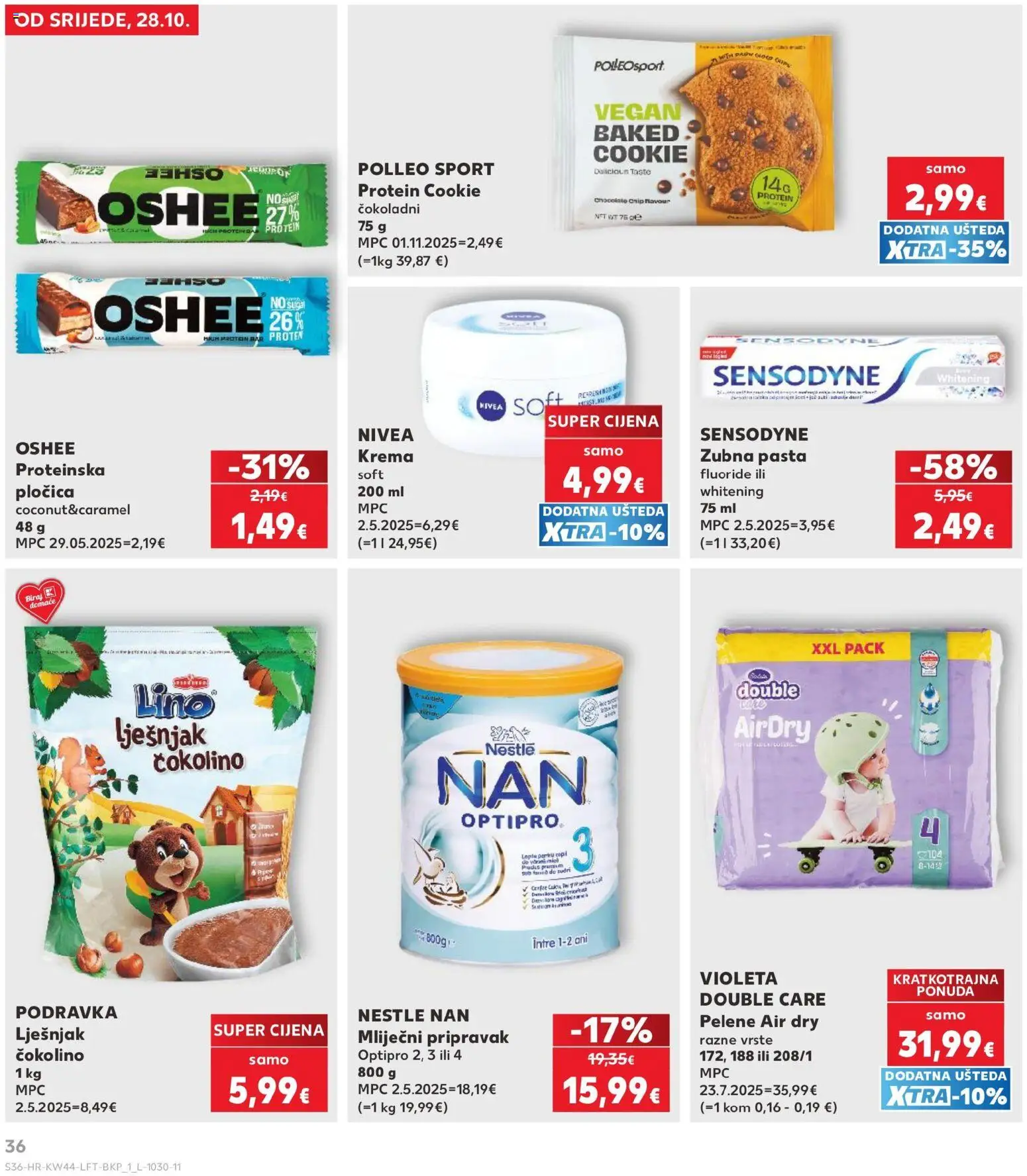 Kaufland katalog | vrijedi od 28.10.2026 | Stranica: 36 | Proizvodi: Protein, Proteinska pločica, Podravka, Krema