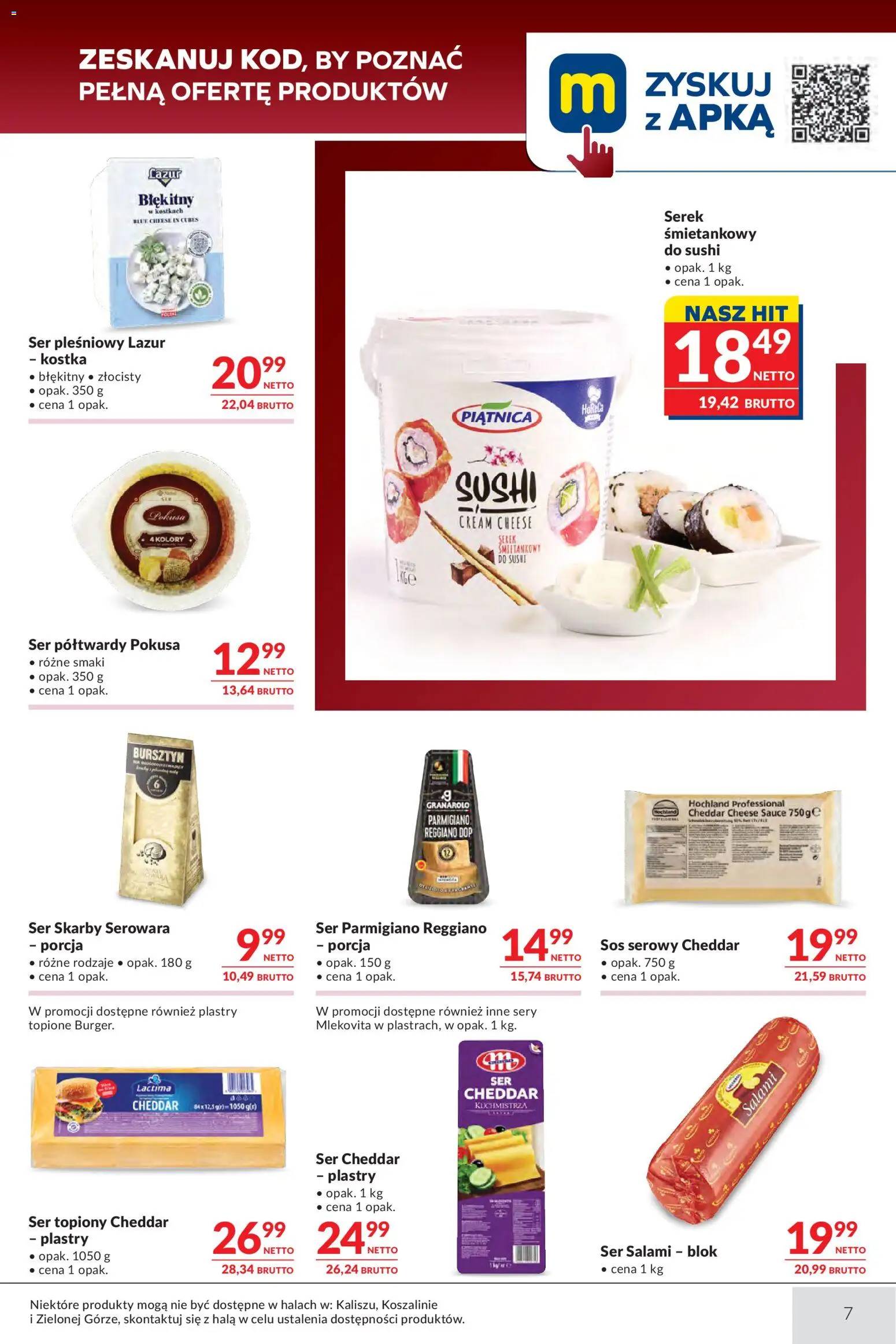 Makro gazetka - Oferta dla gastronomii od 21.07.2026 | Strona: 7 | Produkty: Sos serowy, Serek, Ser pleśniowy lazur, Cheddar