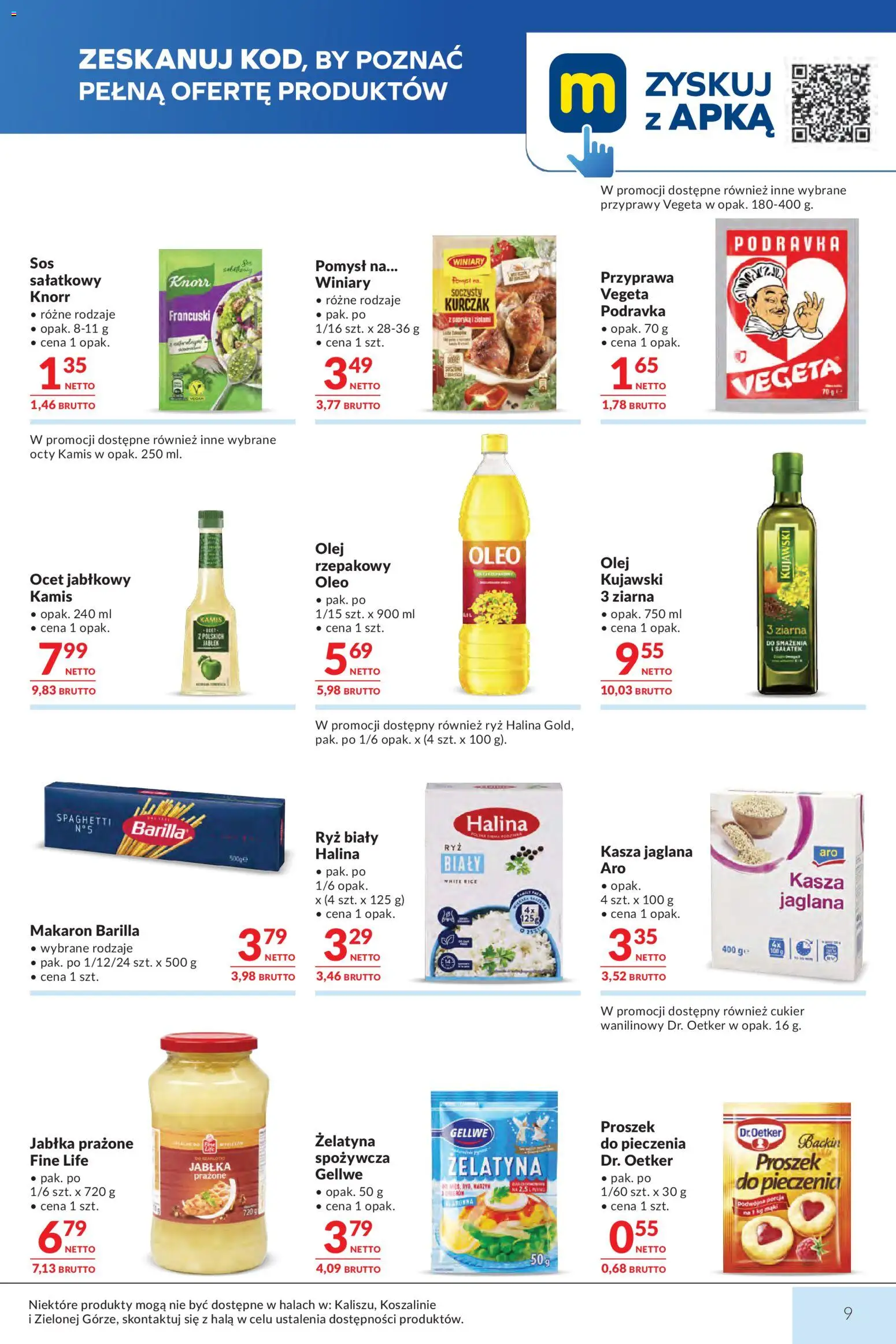Makro gazetka od 09.06.2026 | Strona: 9 | Produkty: Kasza, Żelatyna, Cukier wanilinowy, Makaron