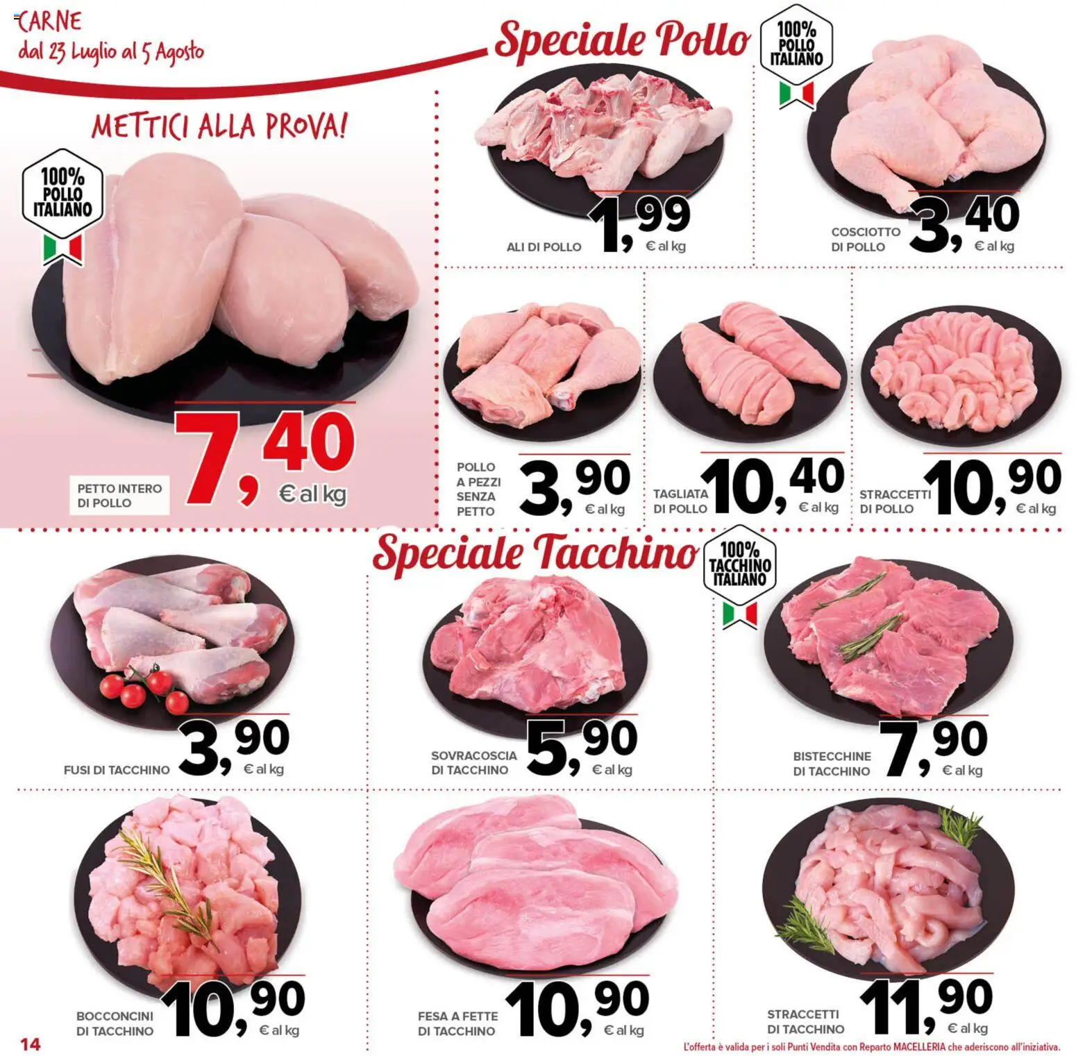 Volantino Todis del 23/07/2026 | Pagina: 14 | Prodotti: Petto di Pollo, Pollo, Tacchino