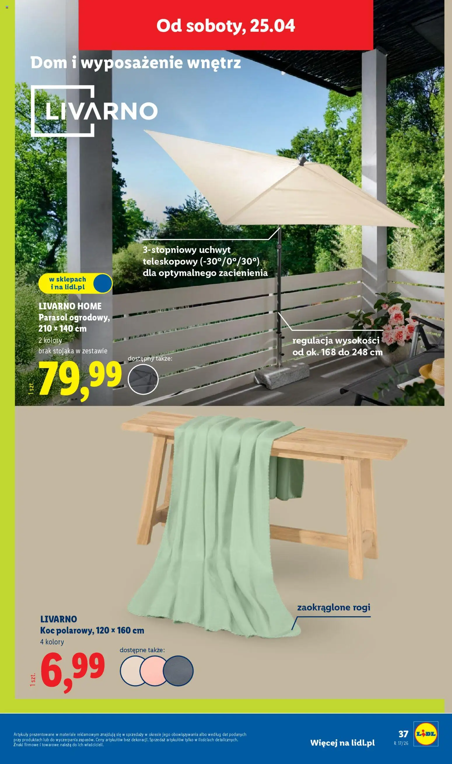 Lidl Katalog od 20.04.2026 | Strona: 51 | Produkty: Parasol, Koc