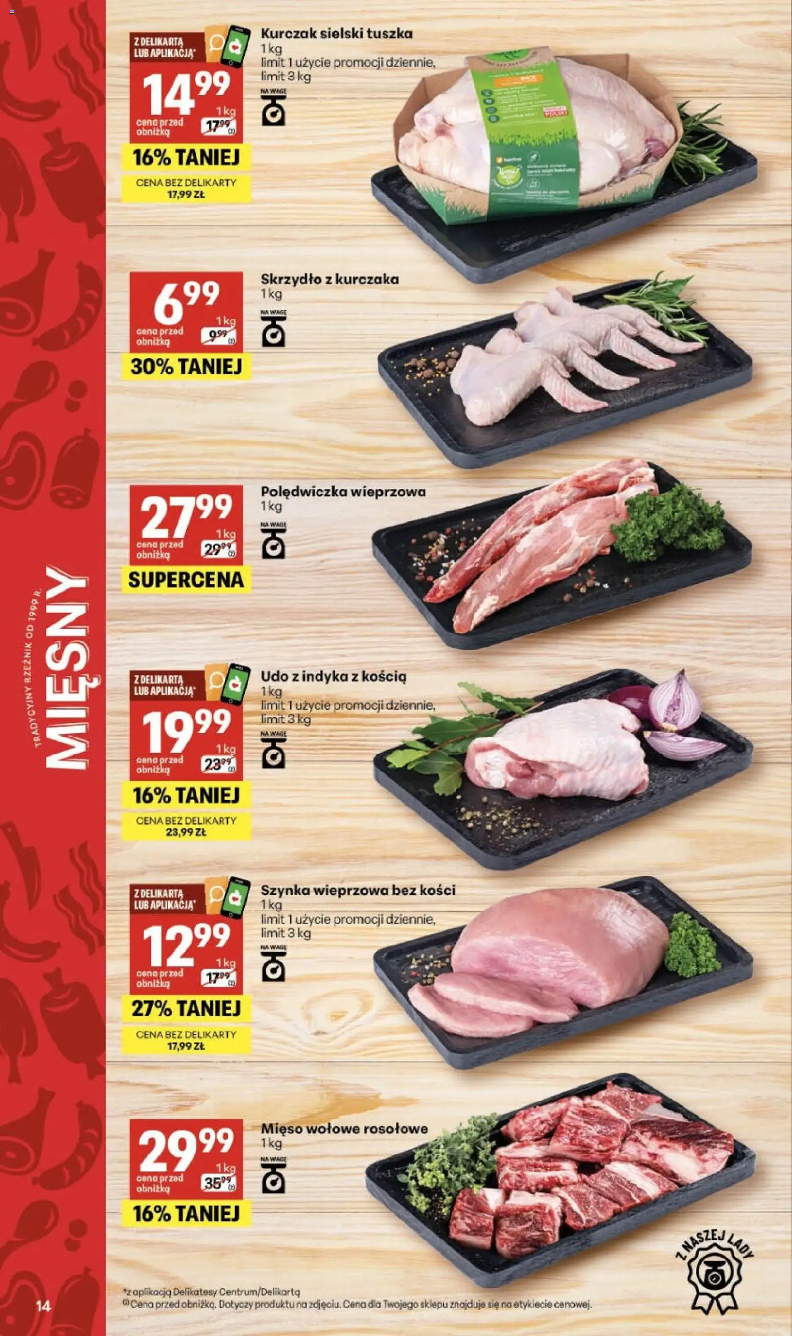 Delikatesy Centrum gazetka od 13.08.2026 | Strona: 14 | Produkty: Kurczak, Mięso, Szynka wieprzowa, Szynka
