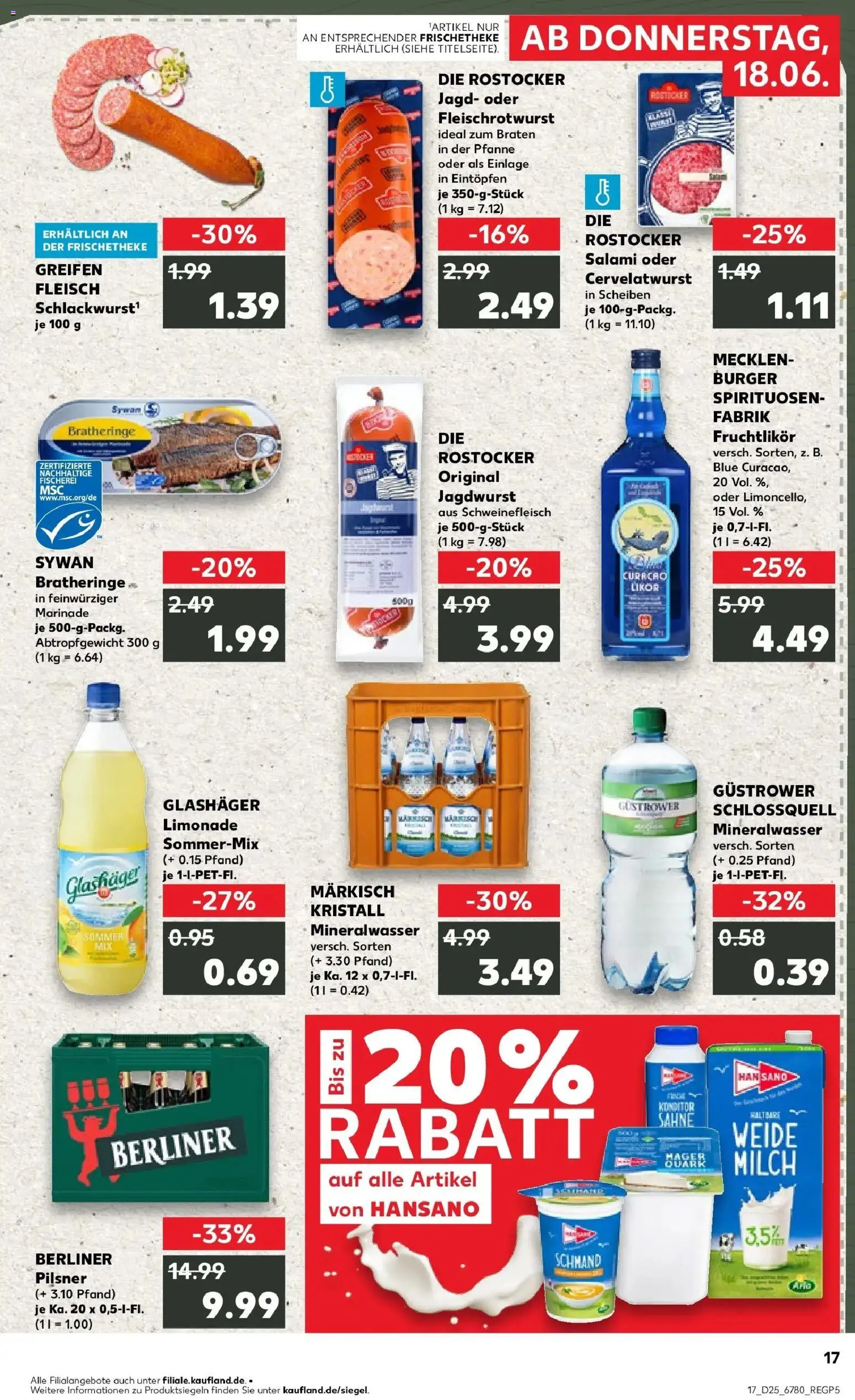 Kaufland Prospekt Neubrandenburg – gültig ab 15.06.2026 | Seite: 2 | Produkte: Likör, Burger, Mineralwasser, Salami