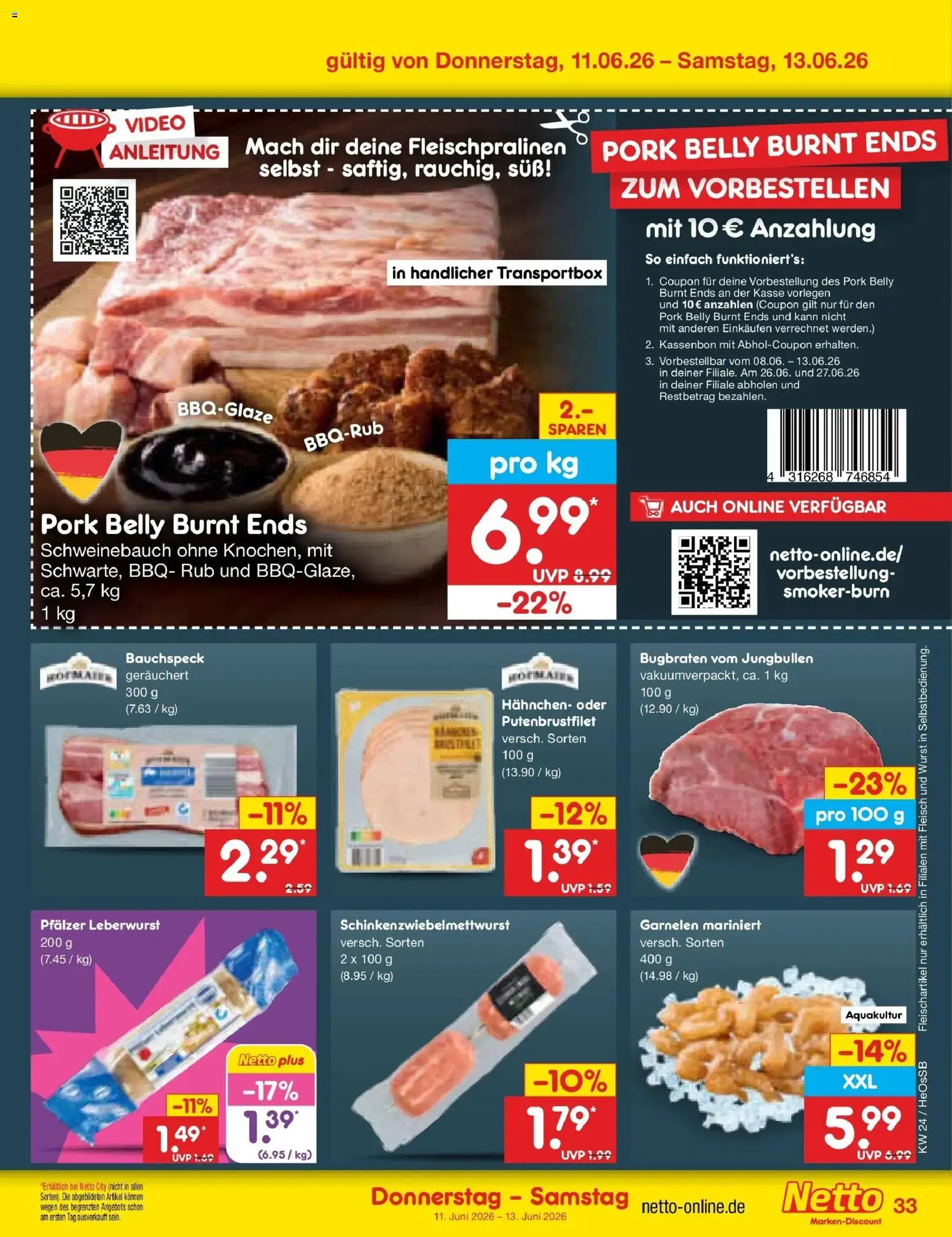Netto Marken-Discount Prospekt Kröpelin – gültig ab 08.06.2026 | Seite: 53 | Produkte: Schweinebauch, Wurst, Fleisch, Video