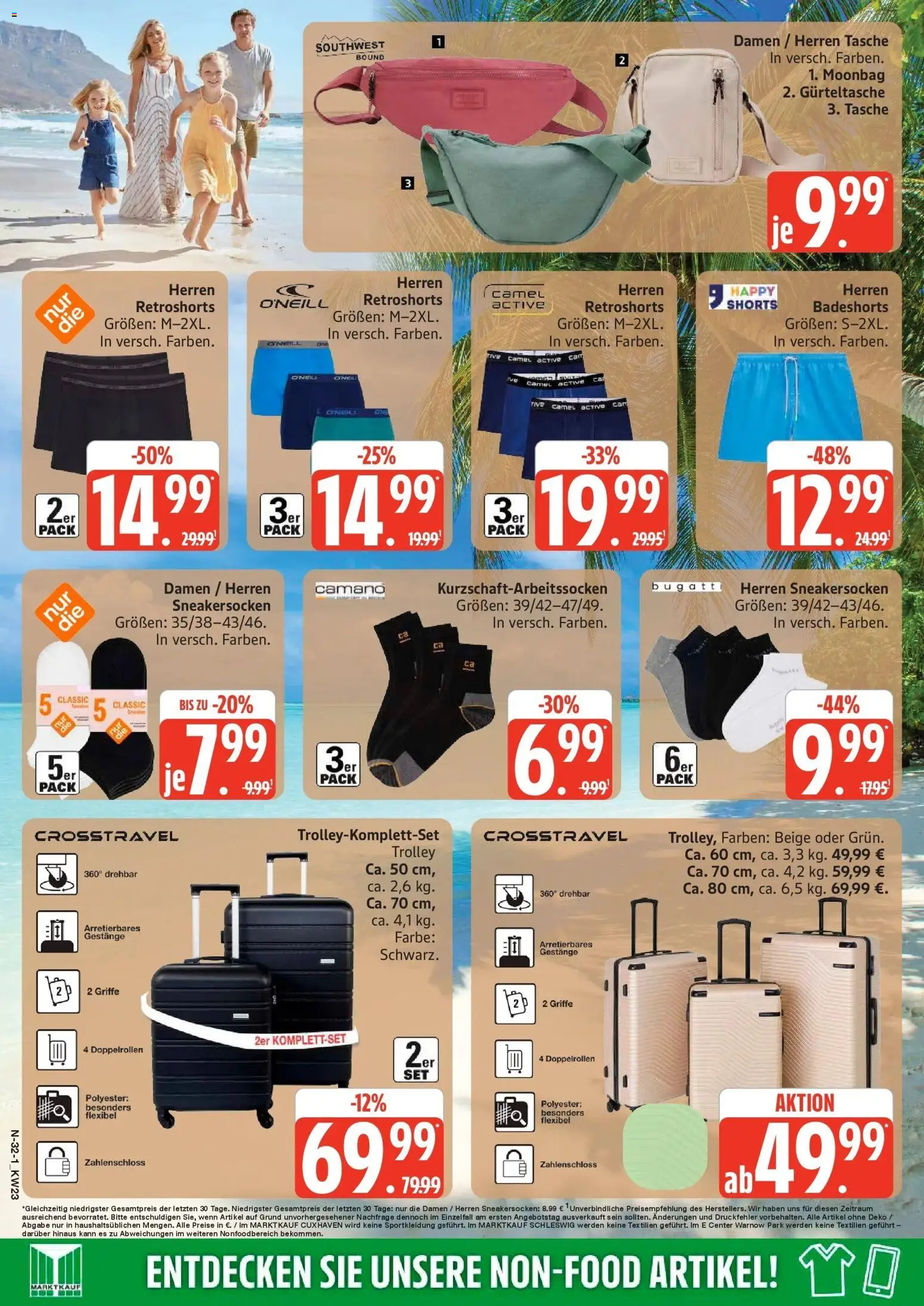 Edeka prospekt Rostock – gültig ab 01.06.2026 | Seite: 32 | Produkte: Badeshorts, Tasche, Boxer