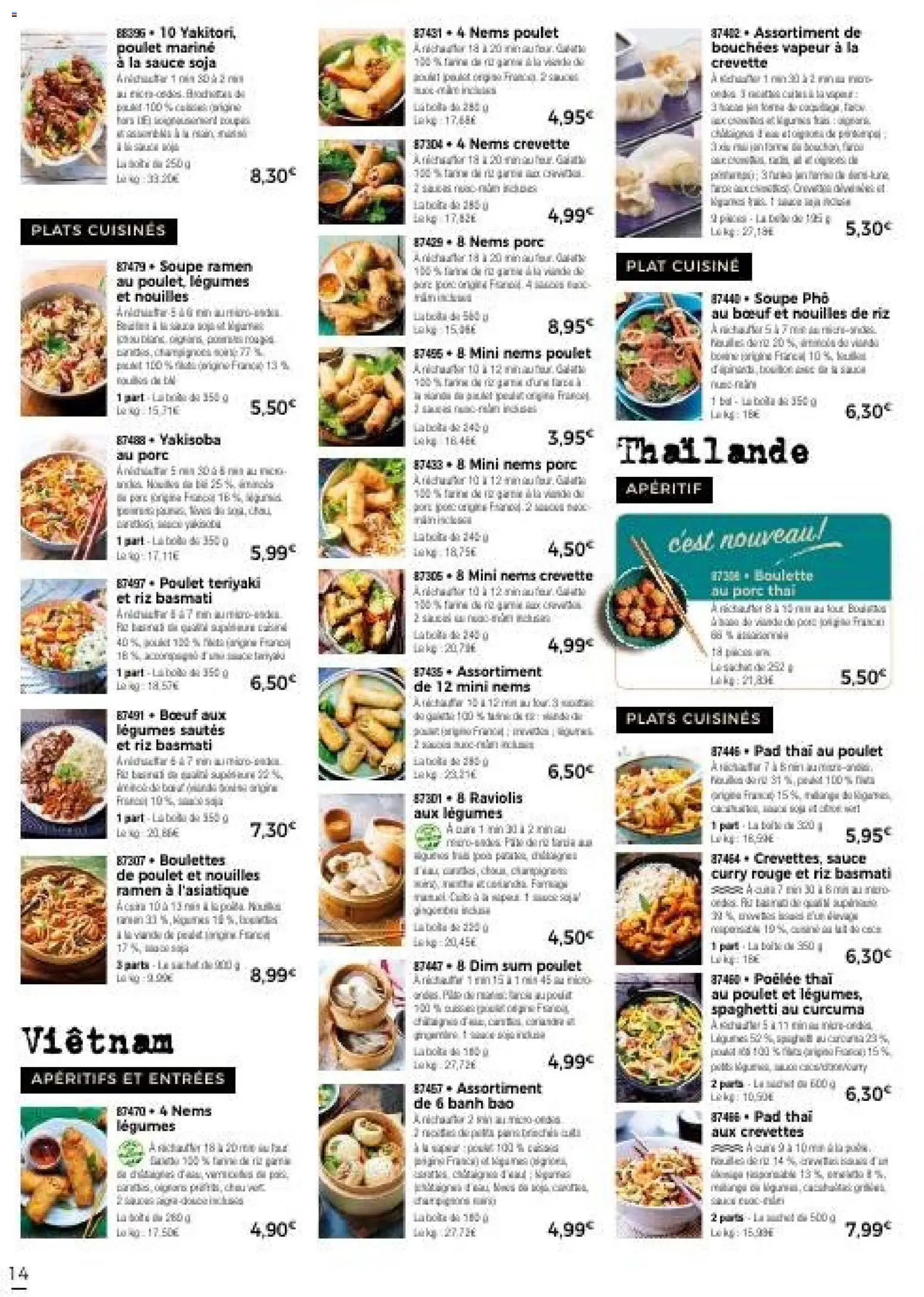 {H1} | Page: 20 | Produits: Spaghetti, Crevettes, Raviolis, Porc