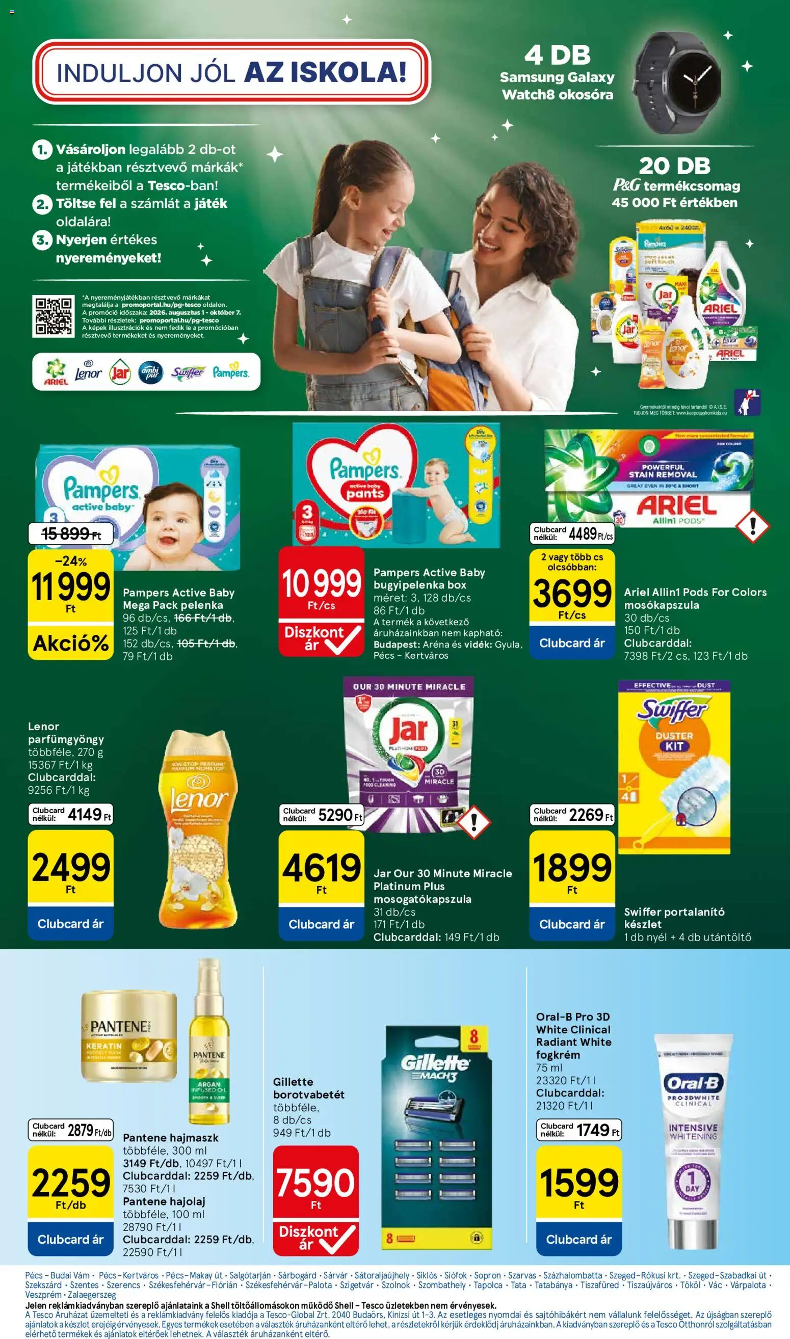 Tesco akciós ujság - amely érvényes a következő dátumtól: 2026.08.13. | Oldal: 31 | Termékek: Pampers, Lenor, Okosóra, Mosókapszula