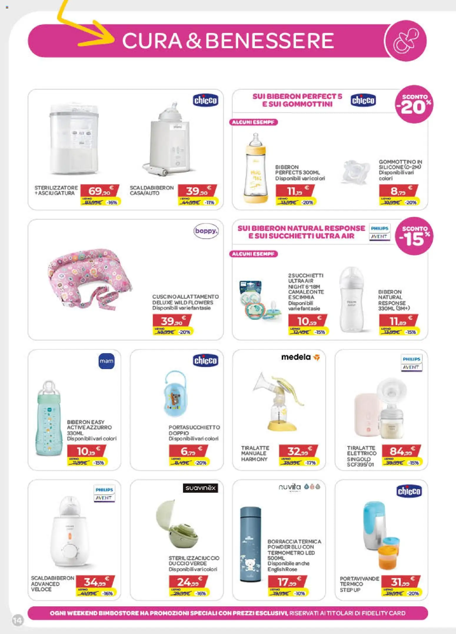 Volantino Bimbo store del 02/07/2026 | Pagina: 14 | Prodotti: Biberon, Termometro, Cuscino, Borraccia