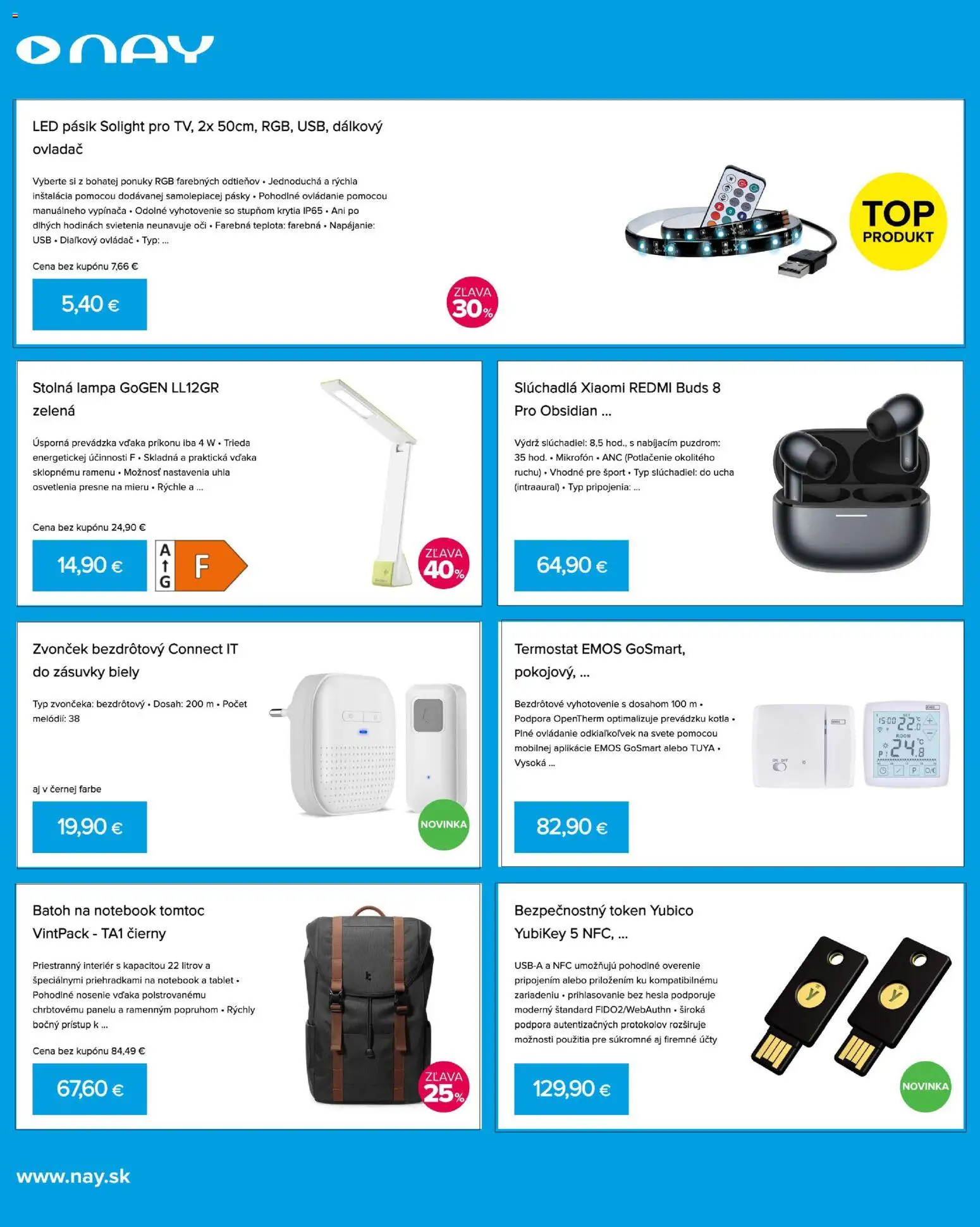 Nové NAY Elektrodom akcie – leták je platný od 19.10.2026 | Strana: 4 | Produkty: Lampa, Led pásik, Stolná lampa, Tablet
