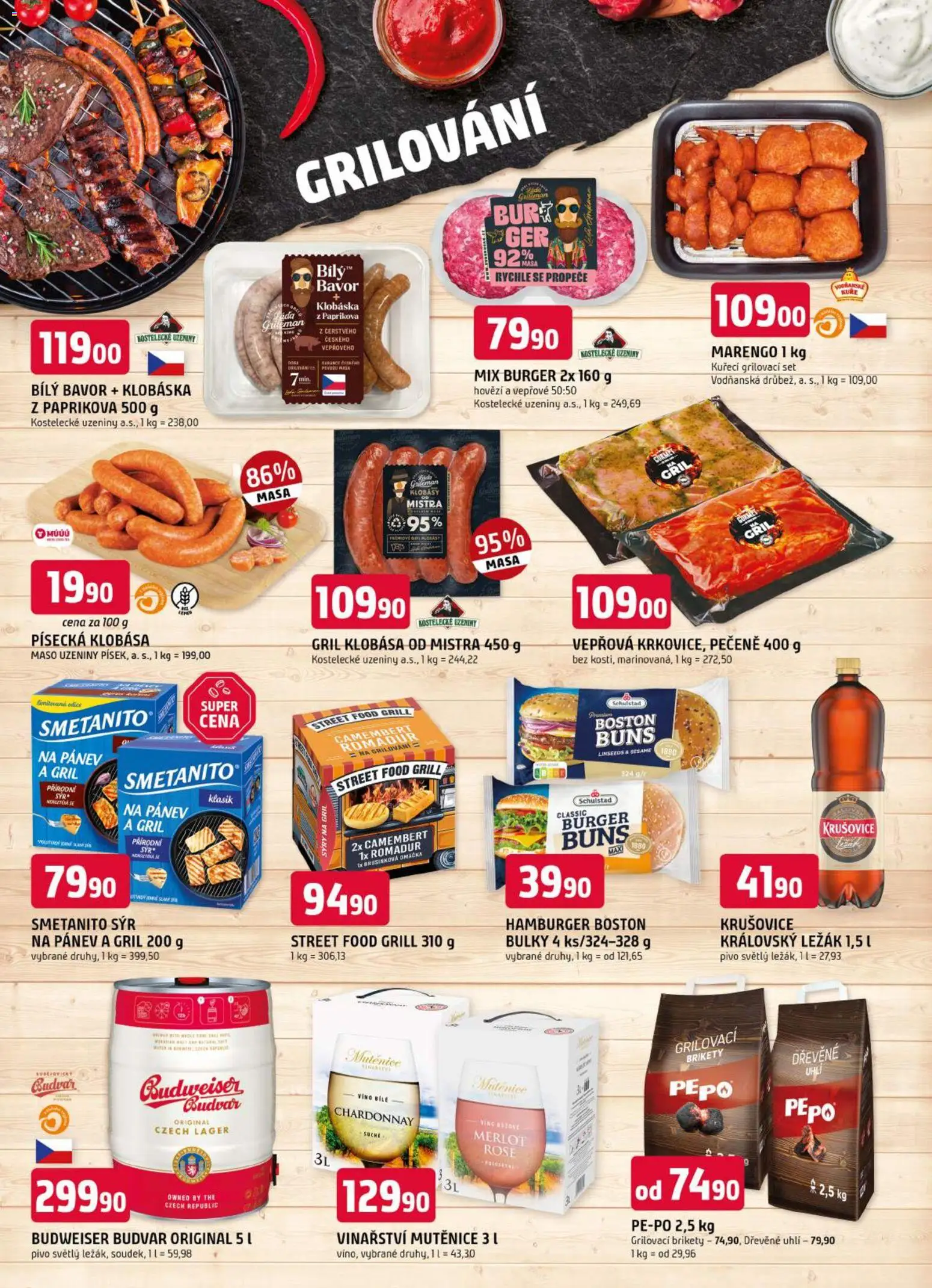 Trefa leták od 10.06.2026 | Strana: 8 | Produkty: Burger, Klobása, Uzeniny, Camembert