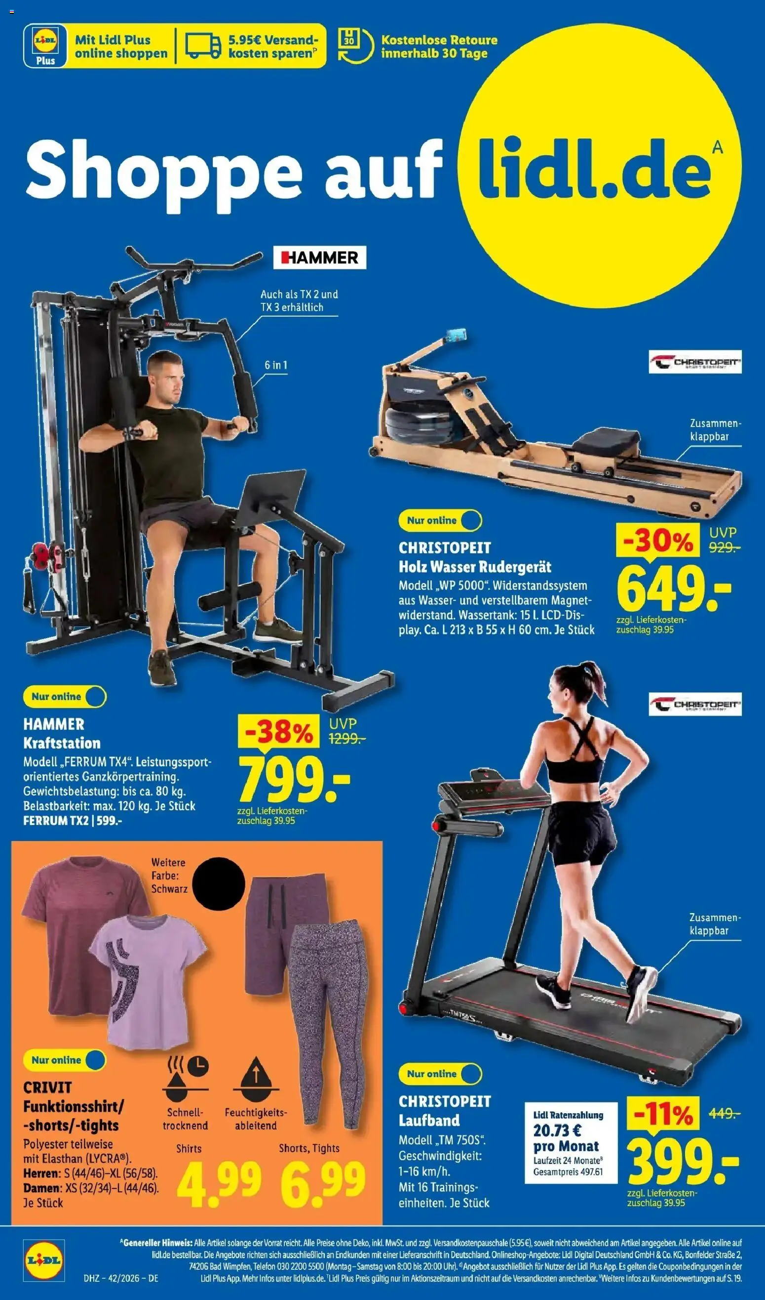 Lidl Prospekt Villingen-schwenningen (ab 12.10.2026) zum Blättern » Angebote | Seite: 10 | Produkte: Laufband, Rudergerät, Wasser, Telefon