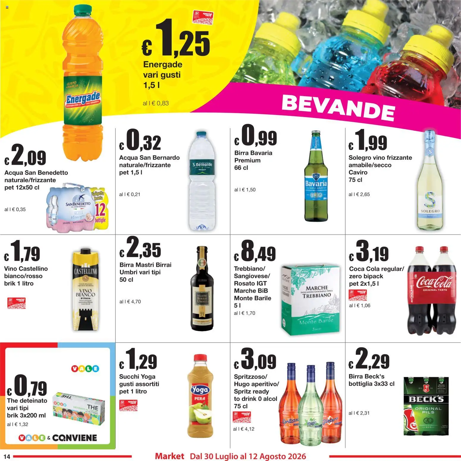 Volantino Sì con Te del 30/07/2026 | Pagina: 14 | Prodotti: Birra, Acqua, Pera, The