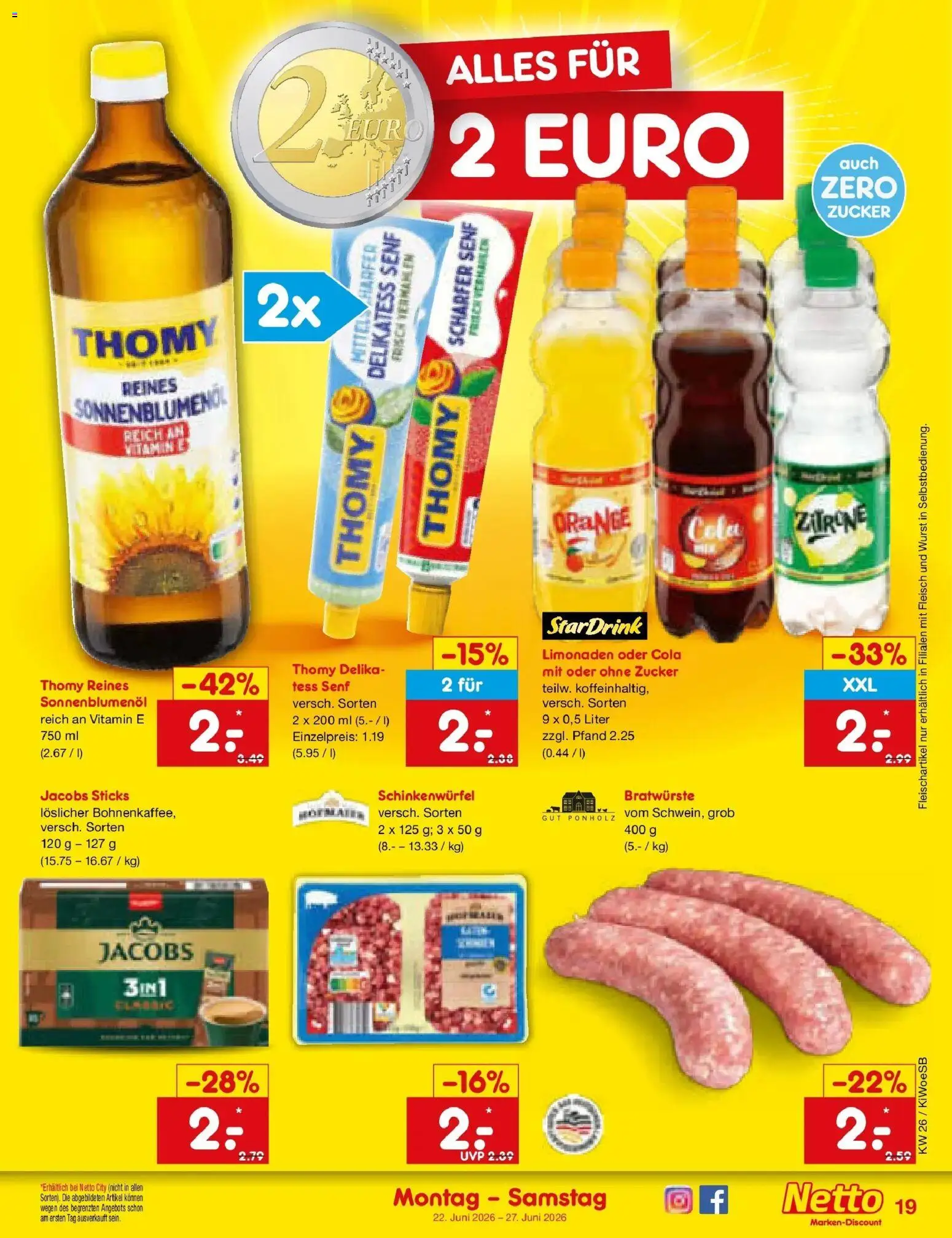 Netto Marken-Discount Prospekt Katzweiler – gültig ab 21.06.2026 | Seite: 23 | Produkte: Cola, Zucker, Wurst, Fleisch