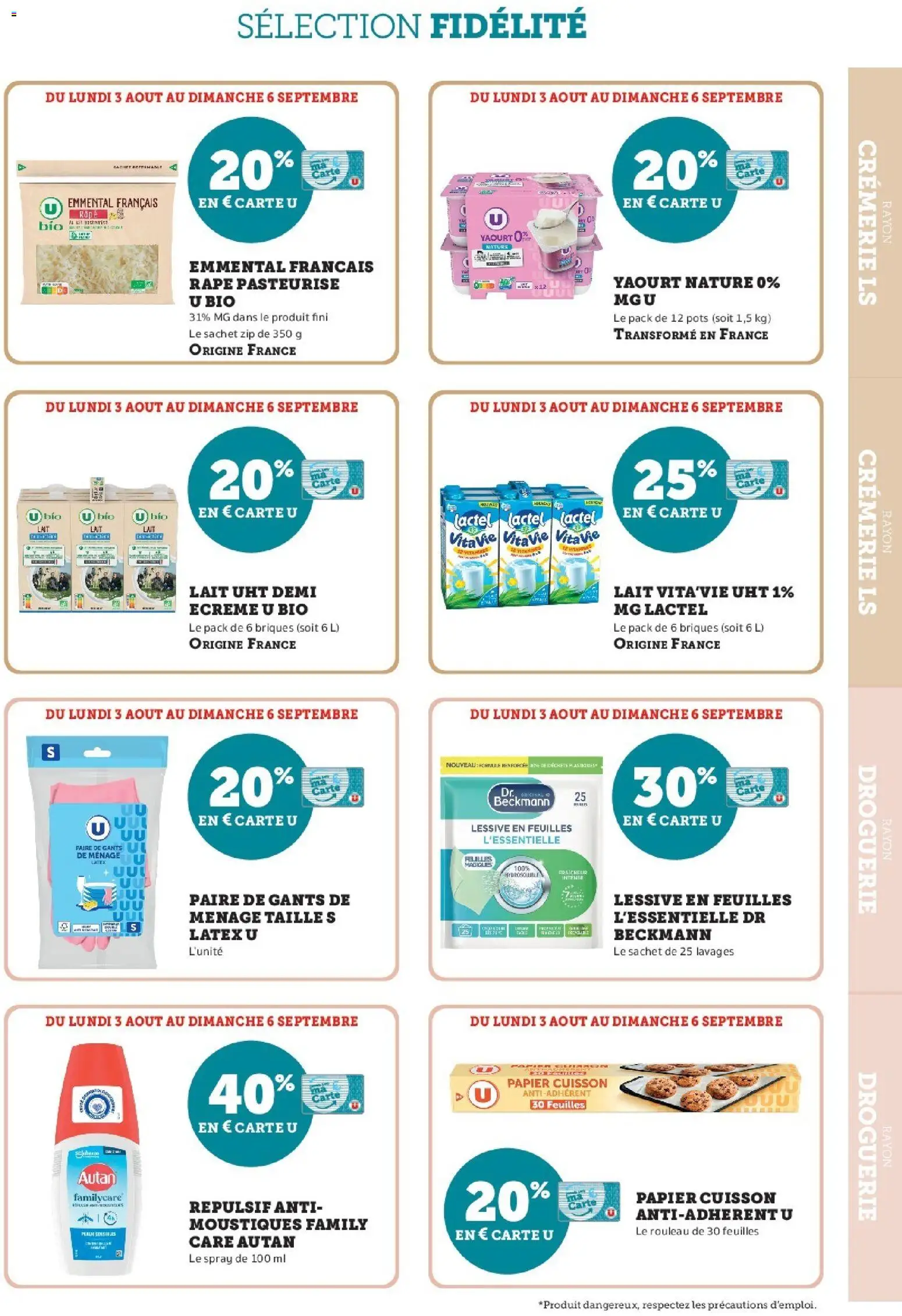 {H1} | Page: 9 | Produits: Emmental, Briques, Lessive, Lait