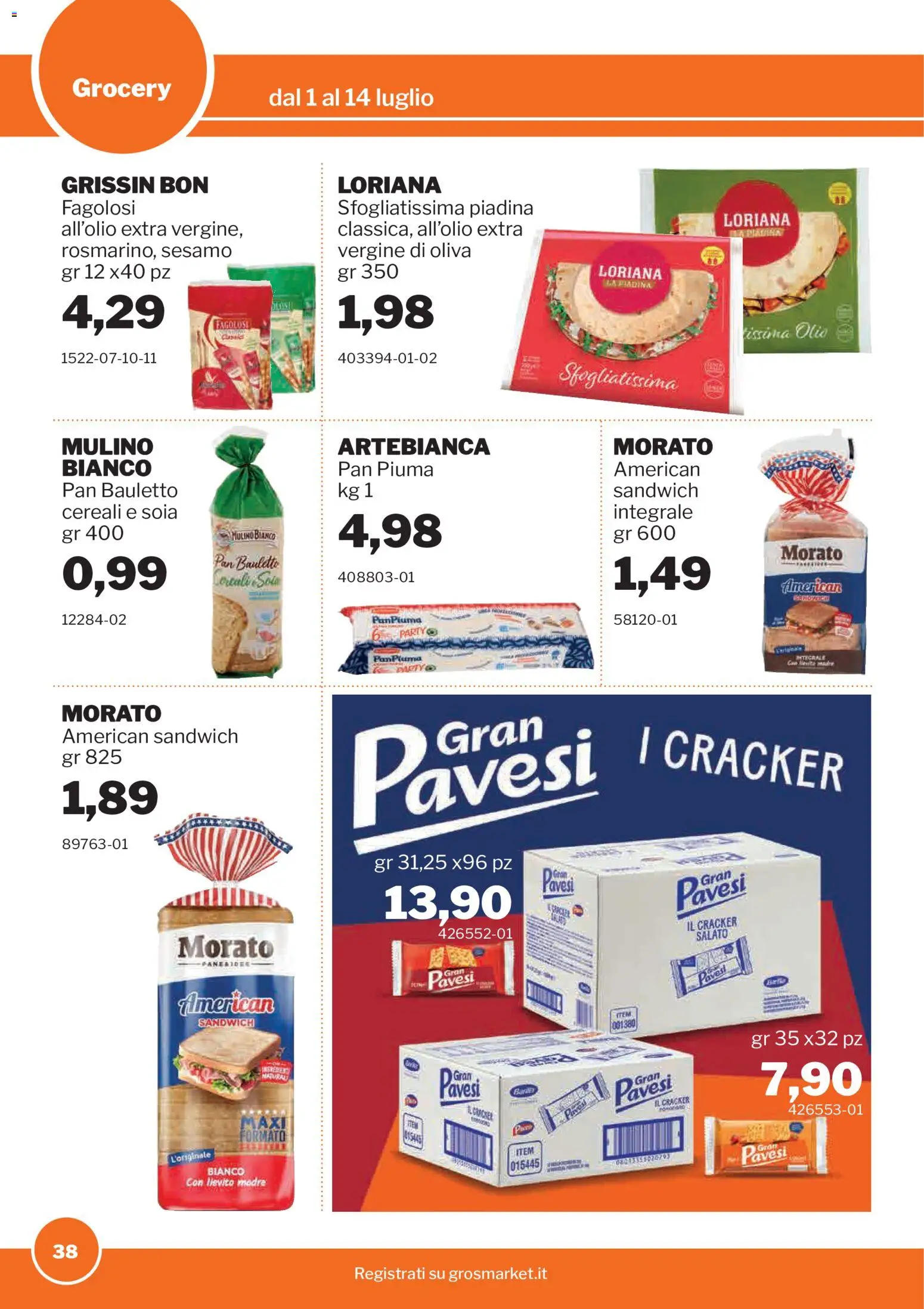 Volantino Sogegross del 01/07/2026 | Pagina: 38 | Prodotti: Cereali, Olio, Piadina