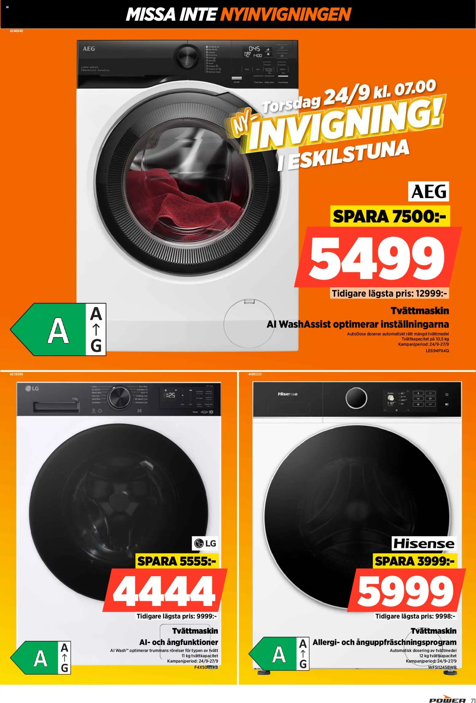 Power reklamblad aktuell från 24/09/2026 | Sida: 71 | Produkter: Tvättmedel, Tvättmaskin