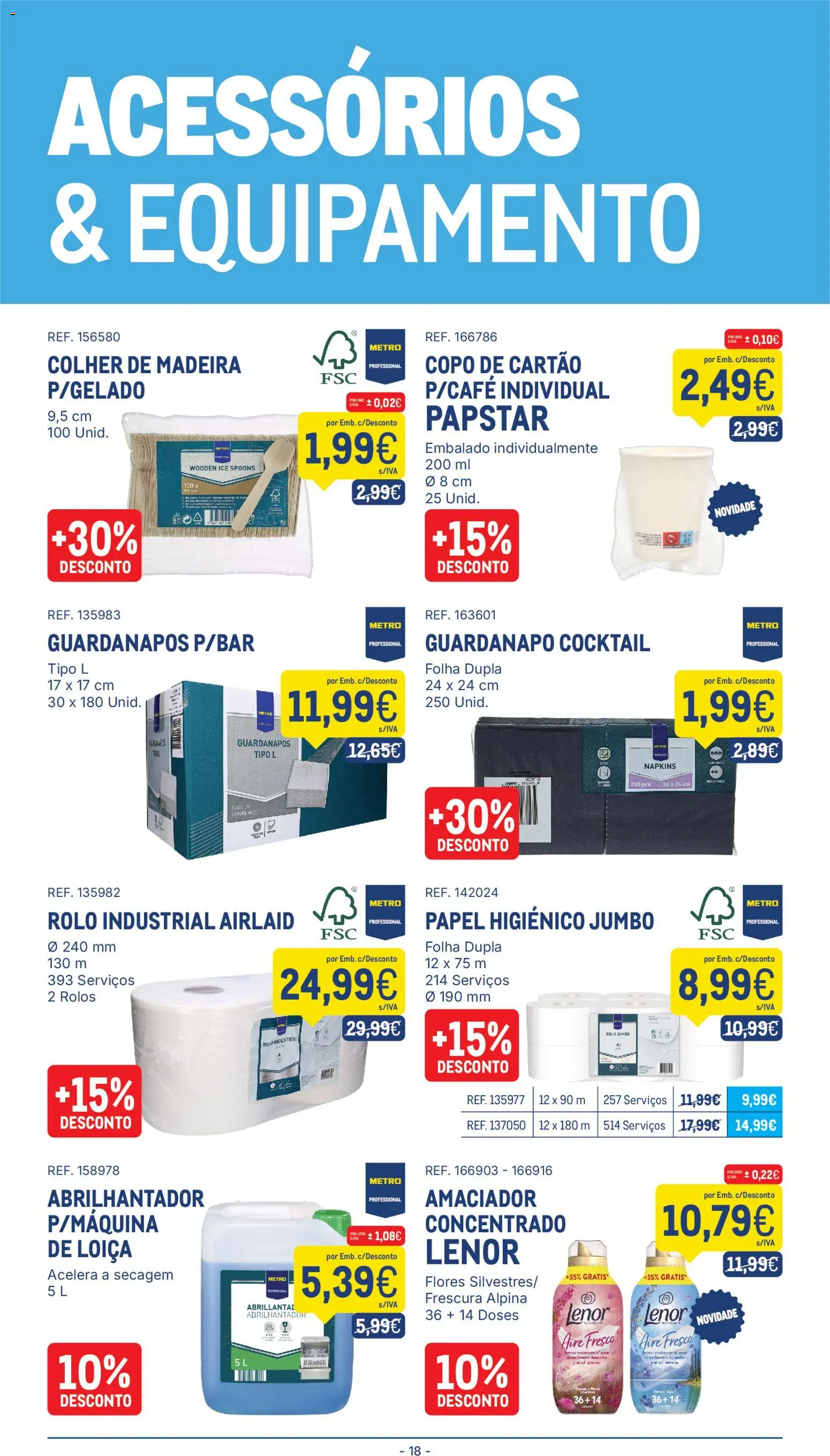 Makro folheto │ válido de 04/08/2026 | Página: 18 | Produtos: Papel higiénico, Flores, Abrilhantador, Guardanapos