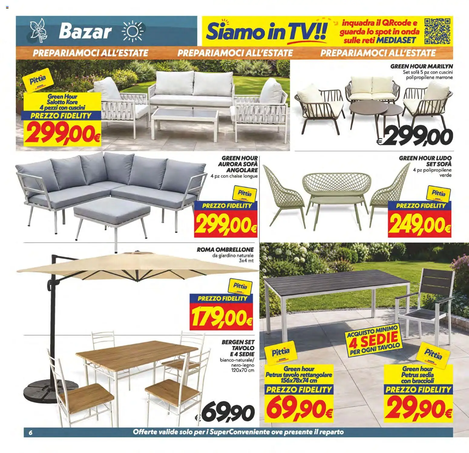 Volantino SuperConveniente del 09.06.2026 | Pagina: 31 | Prodotti: Ombrellone, Braccioli, TV, Sofá