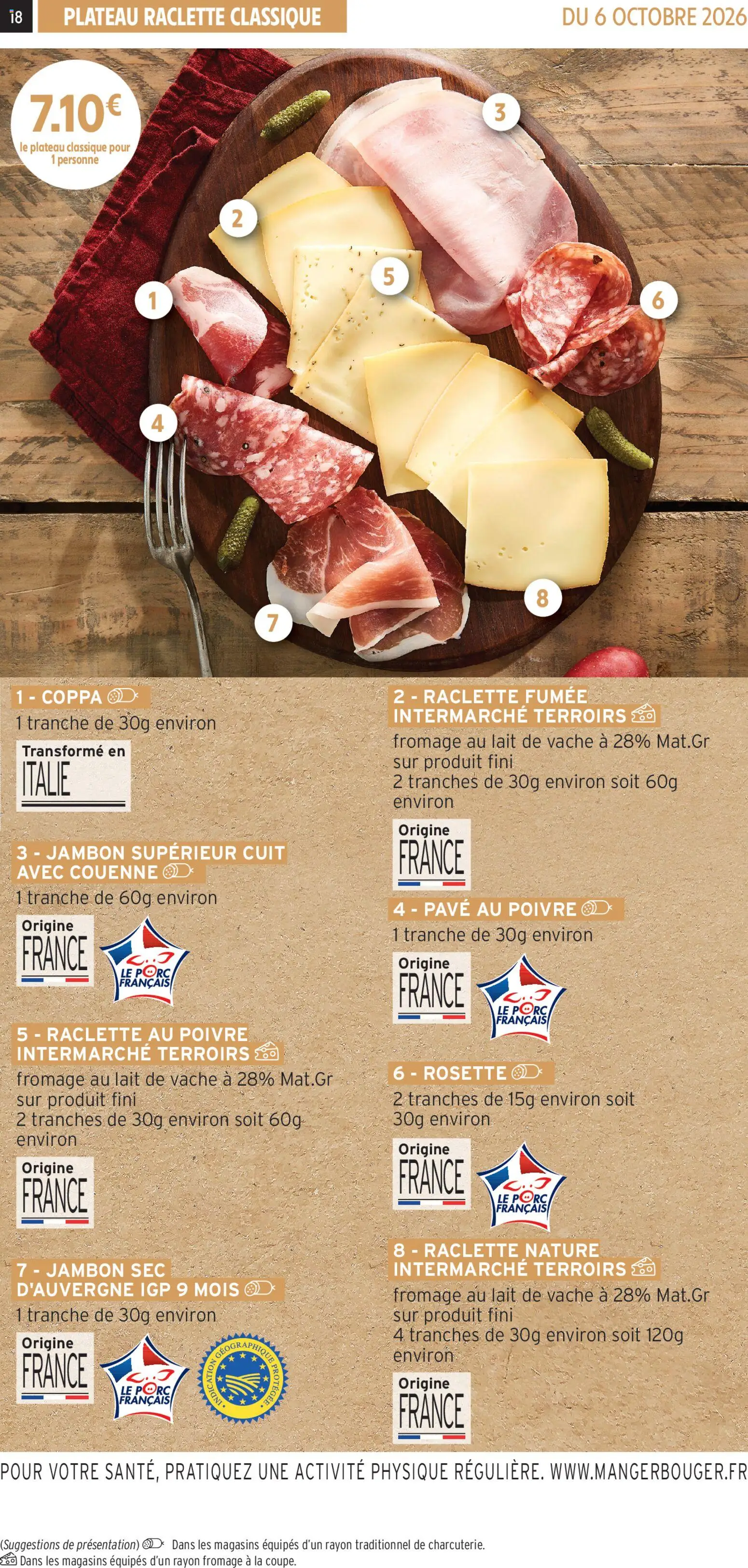 {H1} | Page: 18 | Produits: Plateau, Lait, Jambon, Porc