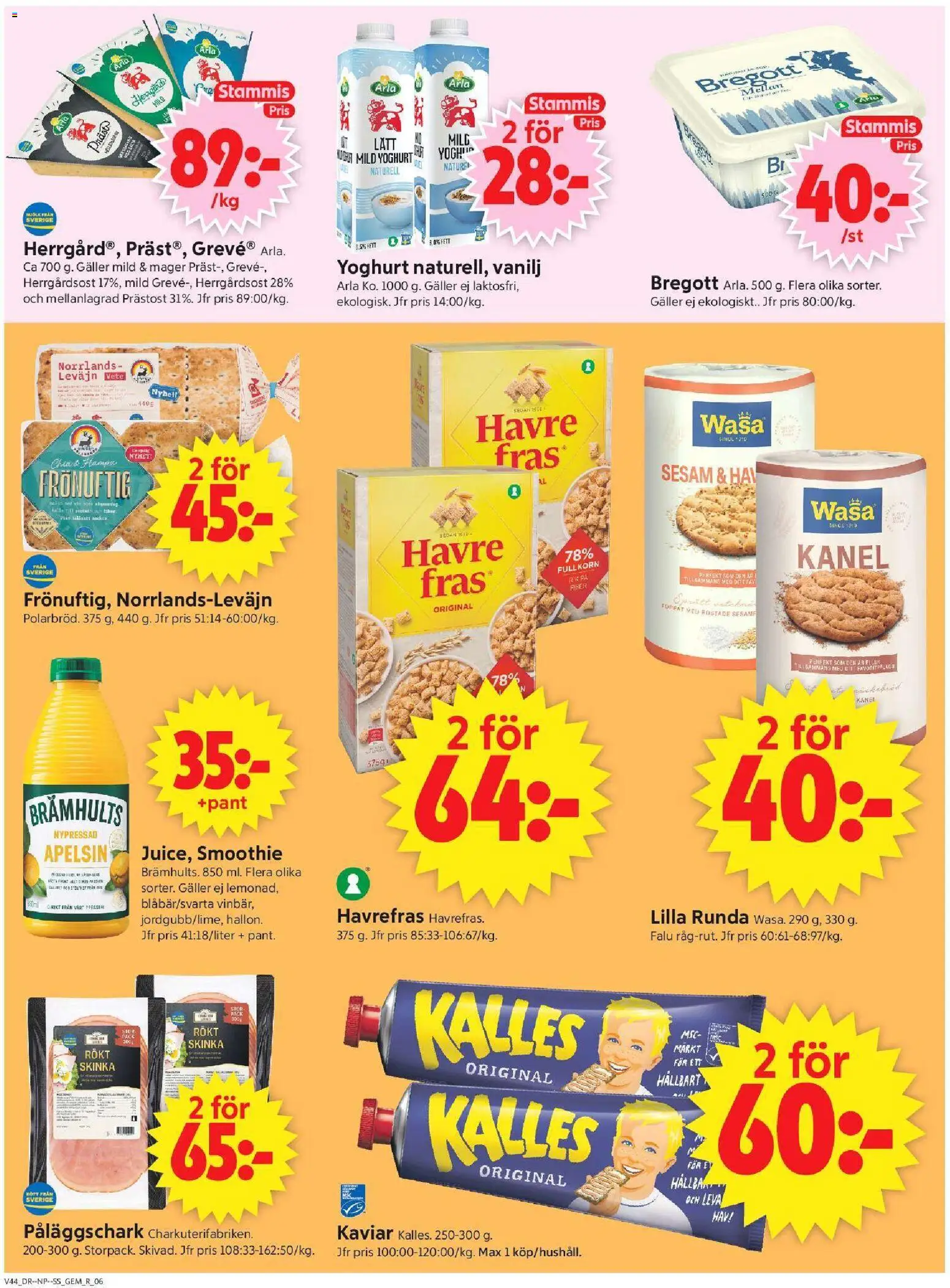ICA Supermarket reklamblad aktuell från 26/10/2026 | Sida: 8 | Produkter: Vanilj, Bregott, Yoghurt, Skinka