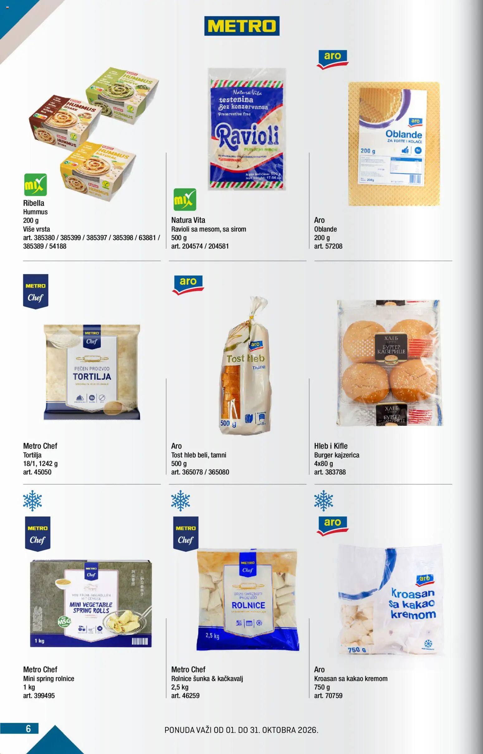 Metro katalog - važi od 01.10.2026 | Strana: 6 | Proizvode: Kroasan, Kačkavalj, Hleb, Tost