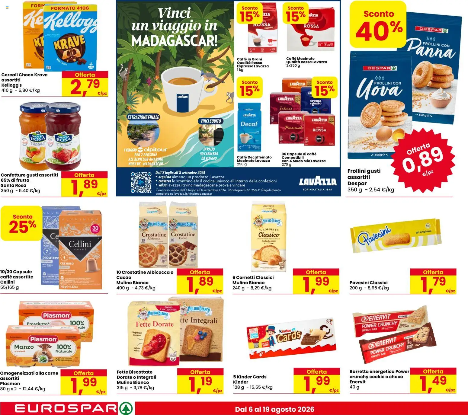 Volantino Eurospar del 01/08/2026 | Pagina: 14 | Prodotti: Cereali, Panna, Frutta, Fette biscottate