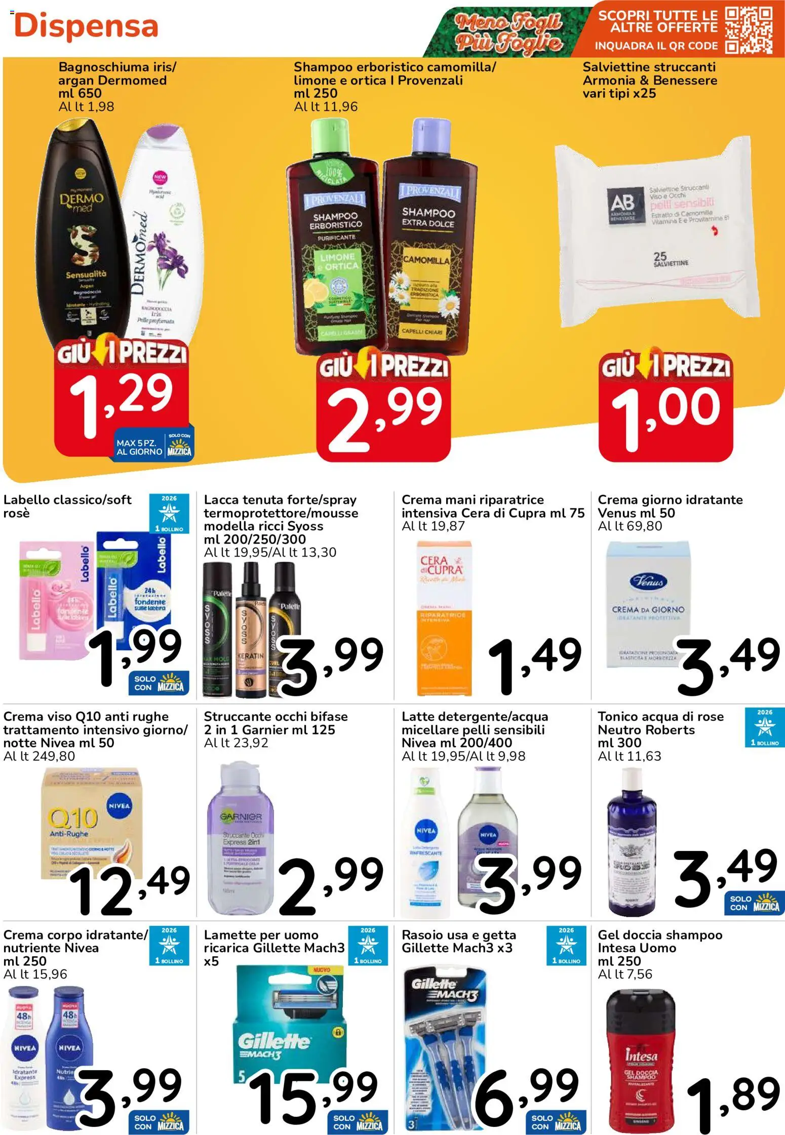 Volantino Famila del 15/10/2026 | Pagina: 42 | Prodotti: Shampoo, Rasoio, Crema viso, Gel doccia