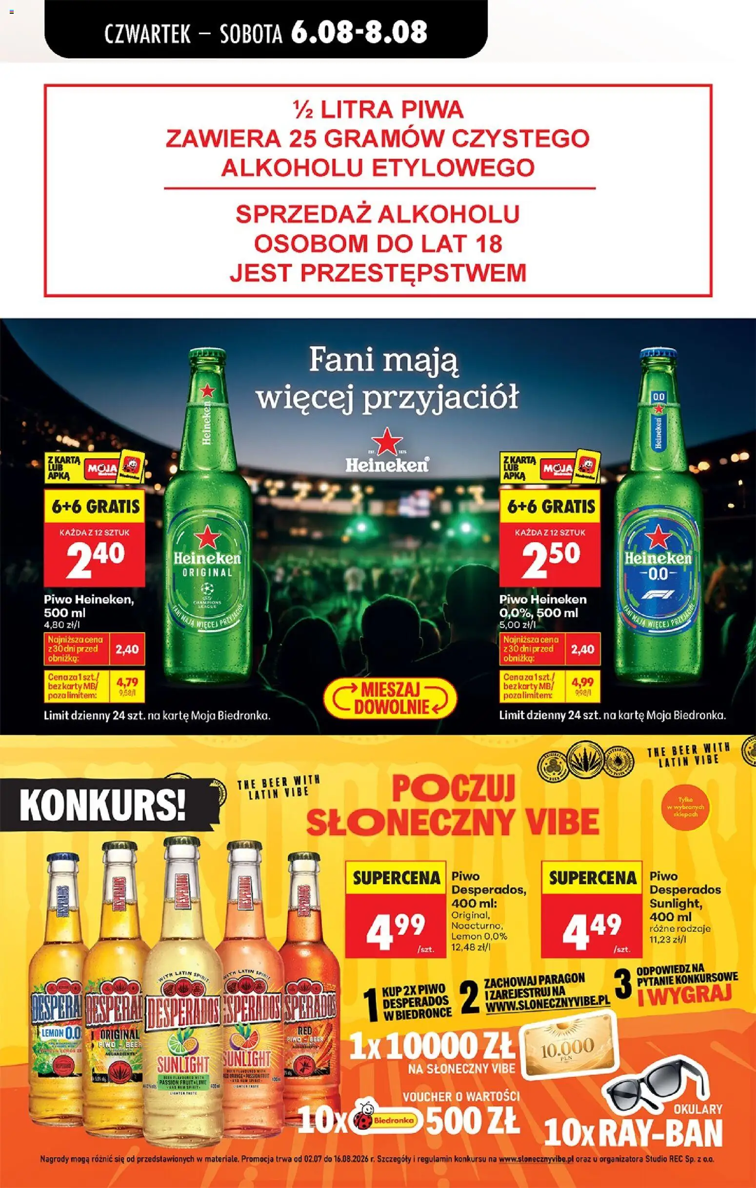 Biedronka Polsko leták - Codziennie niskie ceny od 06.08.2026 | Strana: 12 | Produkty: Heineken, Desperados