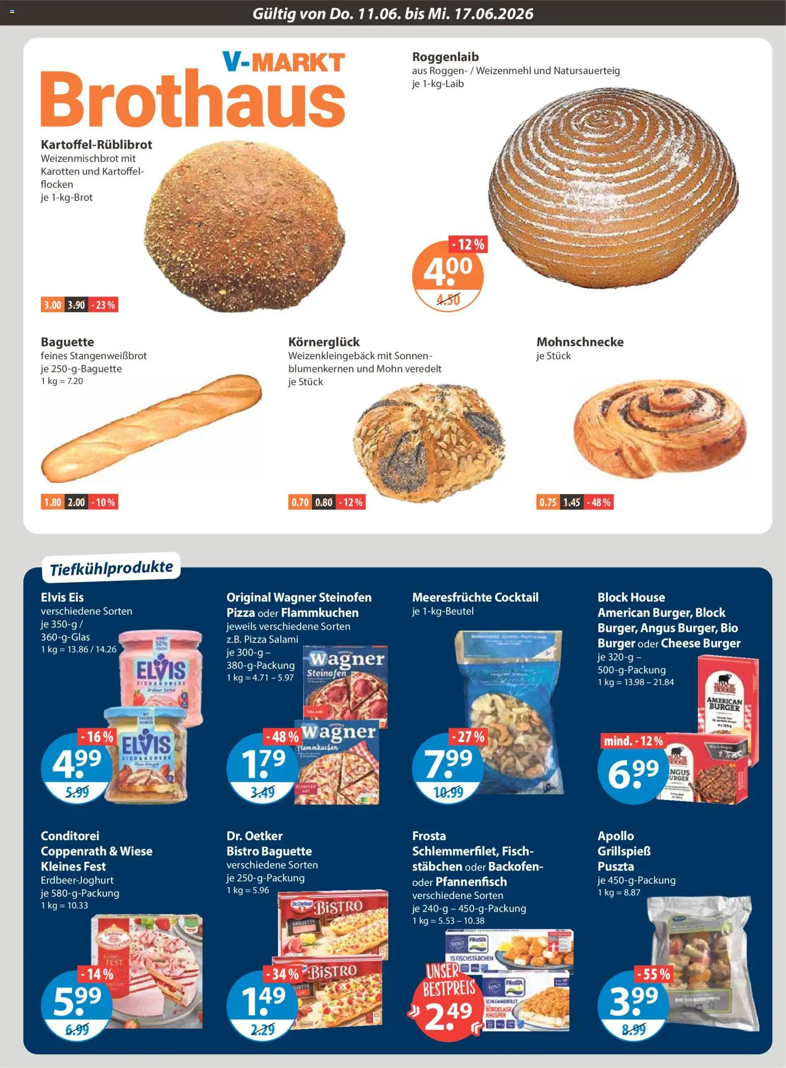 V-Markt Schwaben / Oberbayern – gültig ab 11.06.2026 | Seite: 5 | Produkte: Frosta, Pizza, Flocken, Eis