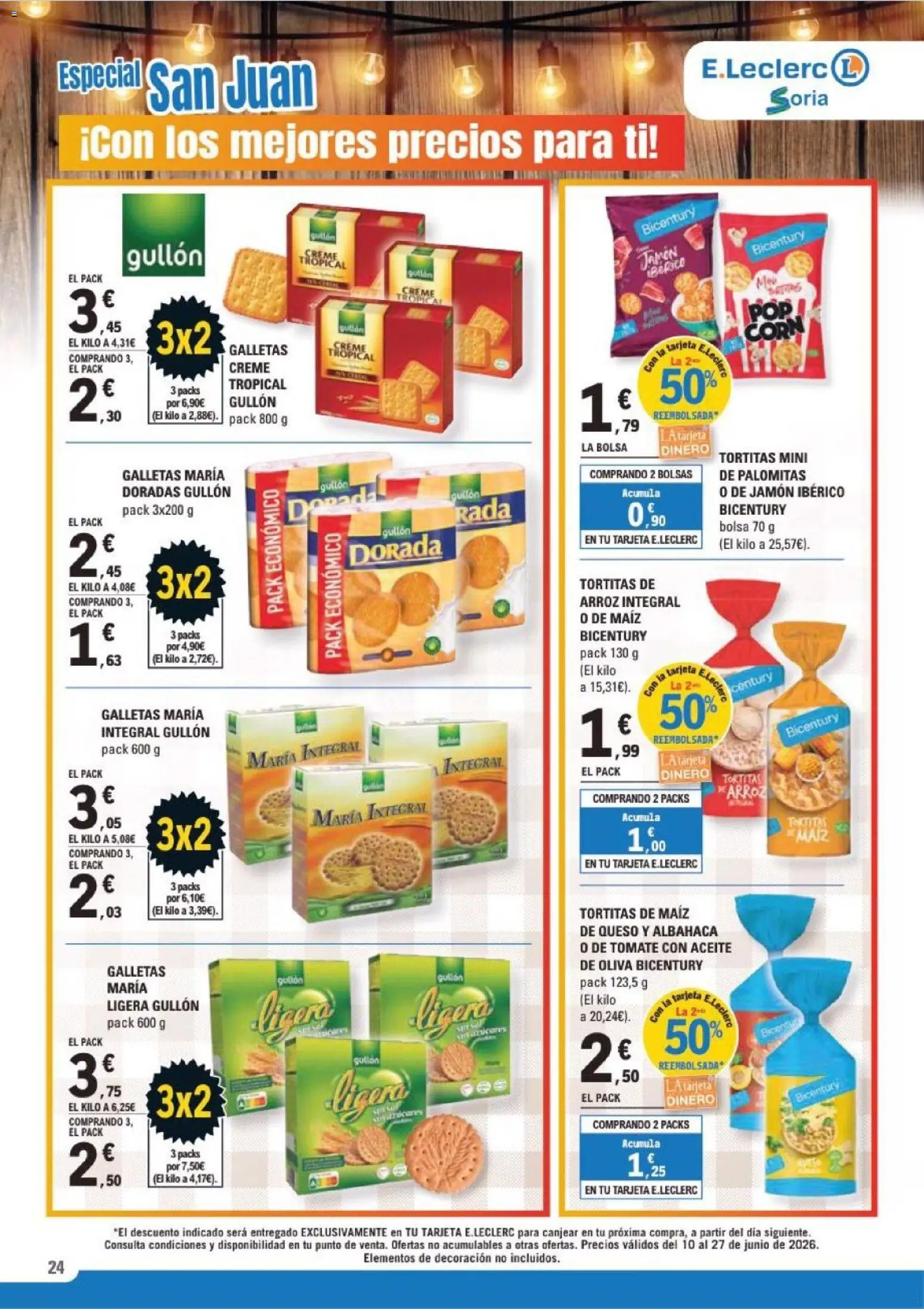 E.Leclerc Soria │ válido desde el 10.06.2026 | Página: 24 | Productos: Aceite, Jamón ibérico, Arroz, Galletas