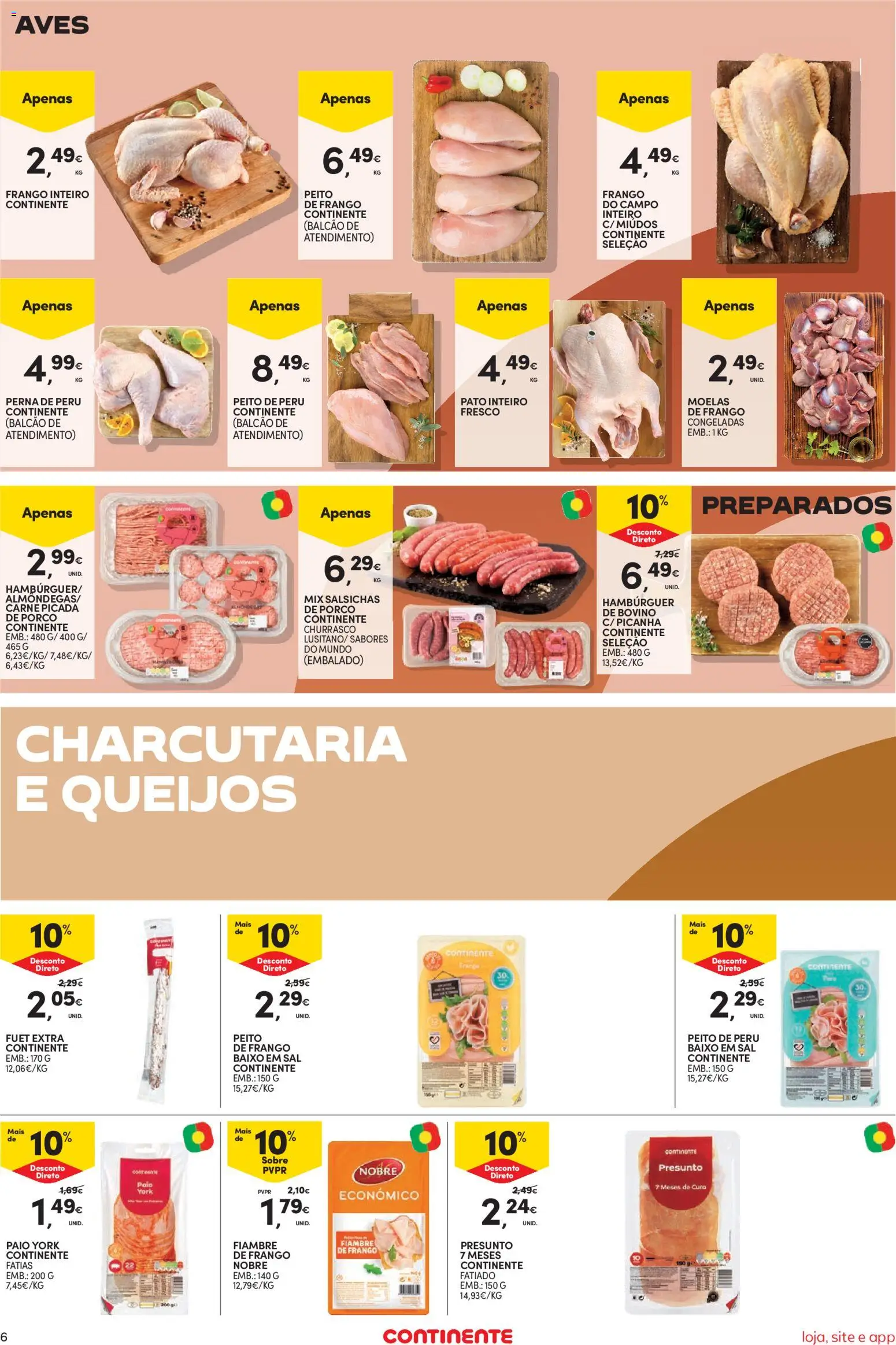 Continente Semanal Continente Bom Dia │ válido de 15/09/2026 | Página: 6 | Produtos: Fiambre, Peito de peru, Carne picada, Frango inteiro