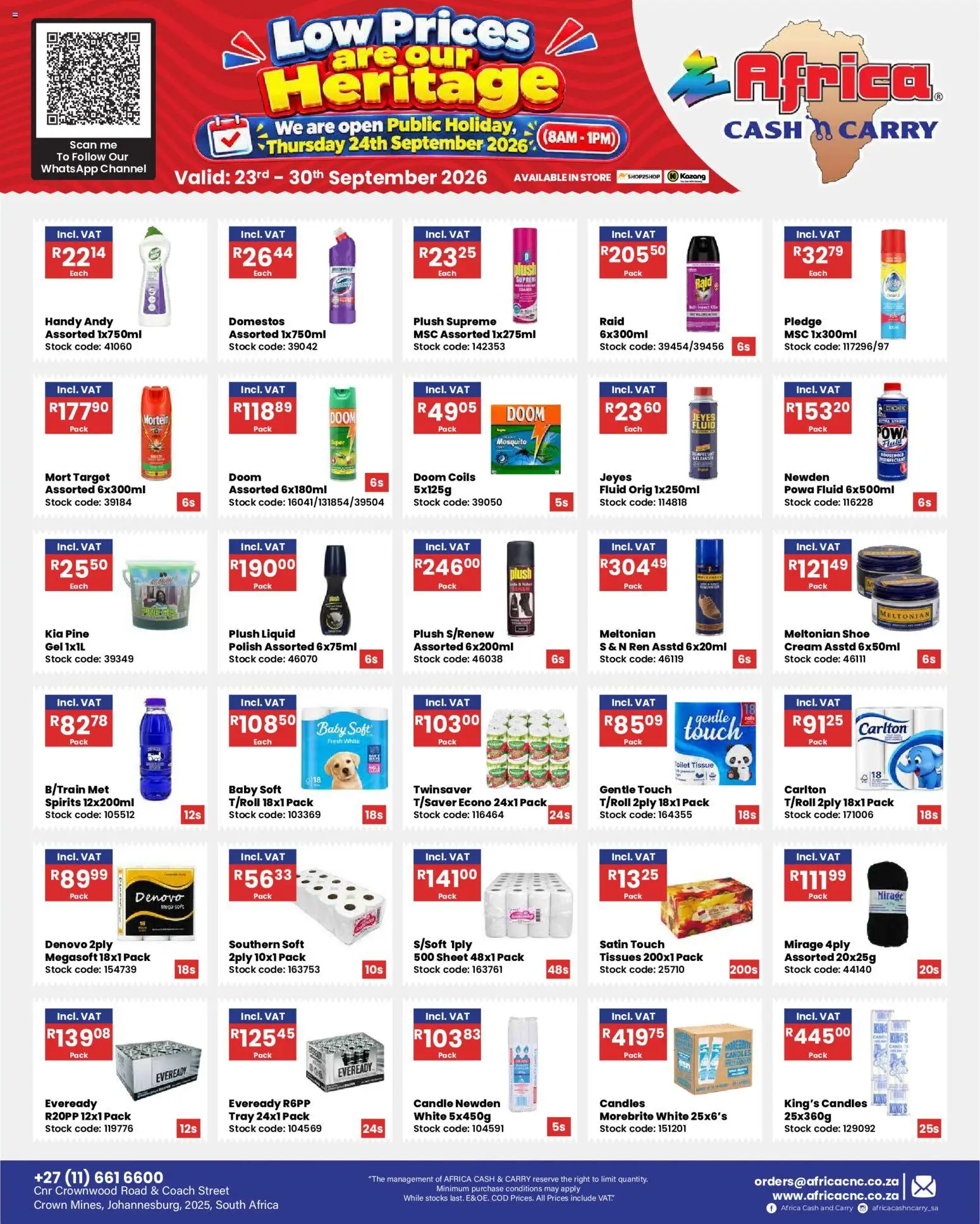 New Africa Cash & Carry catalogue – valid from 23/09/2026 | Page: 17 | Products: Tray, Toilet, Stock, Tissues