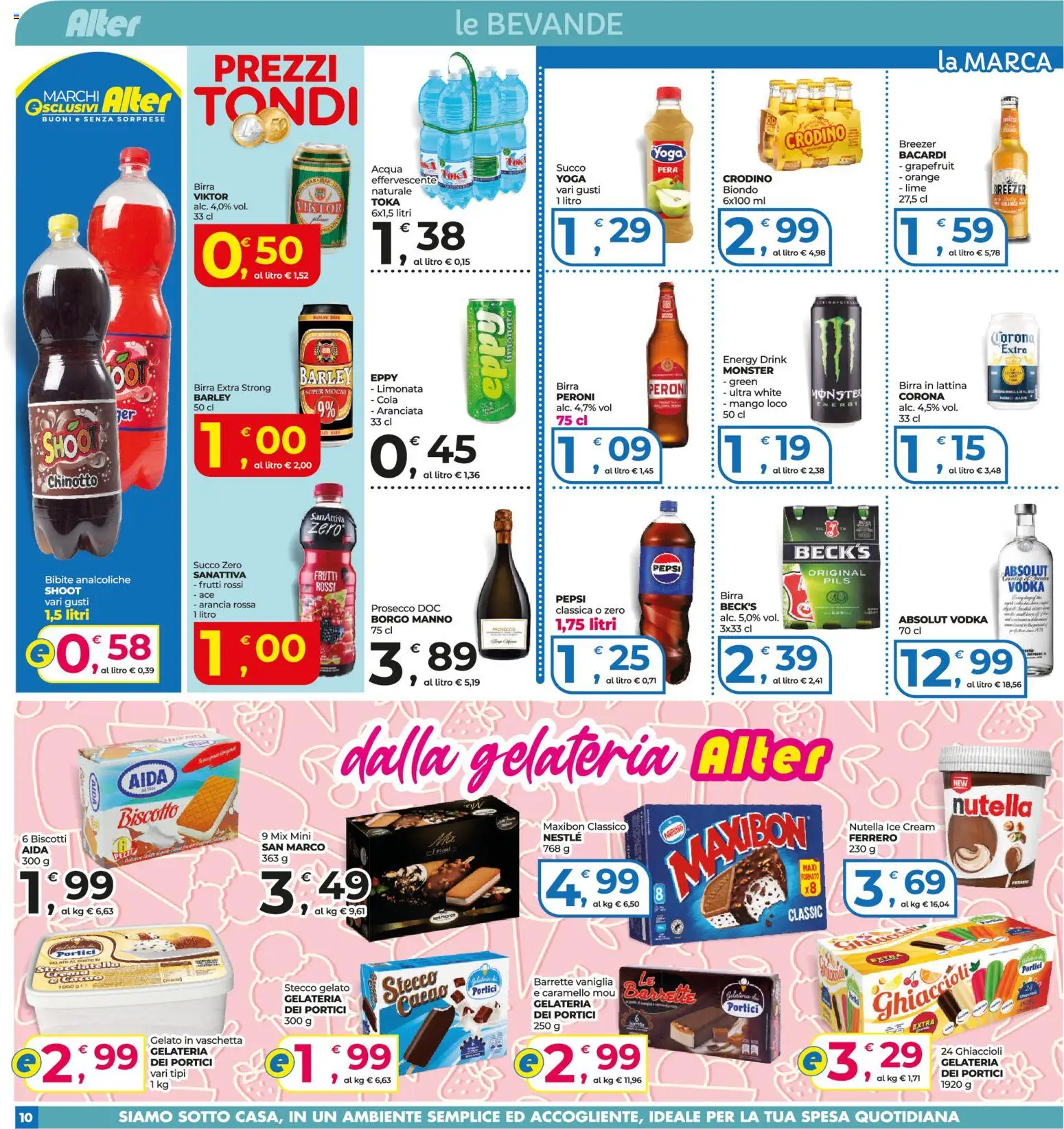 Volantino Alter Discount del 23/07/2026 | Pagina: 10 | Prodotti: Ghiaccioli, Biscotti, Vodka, Mango