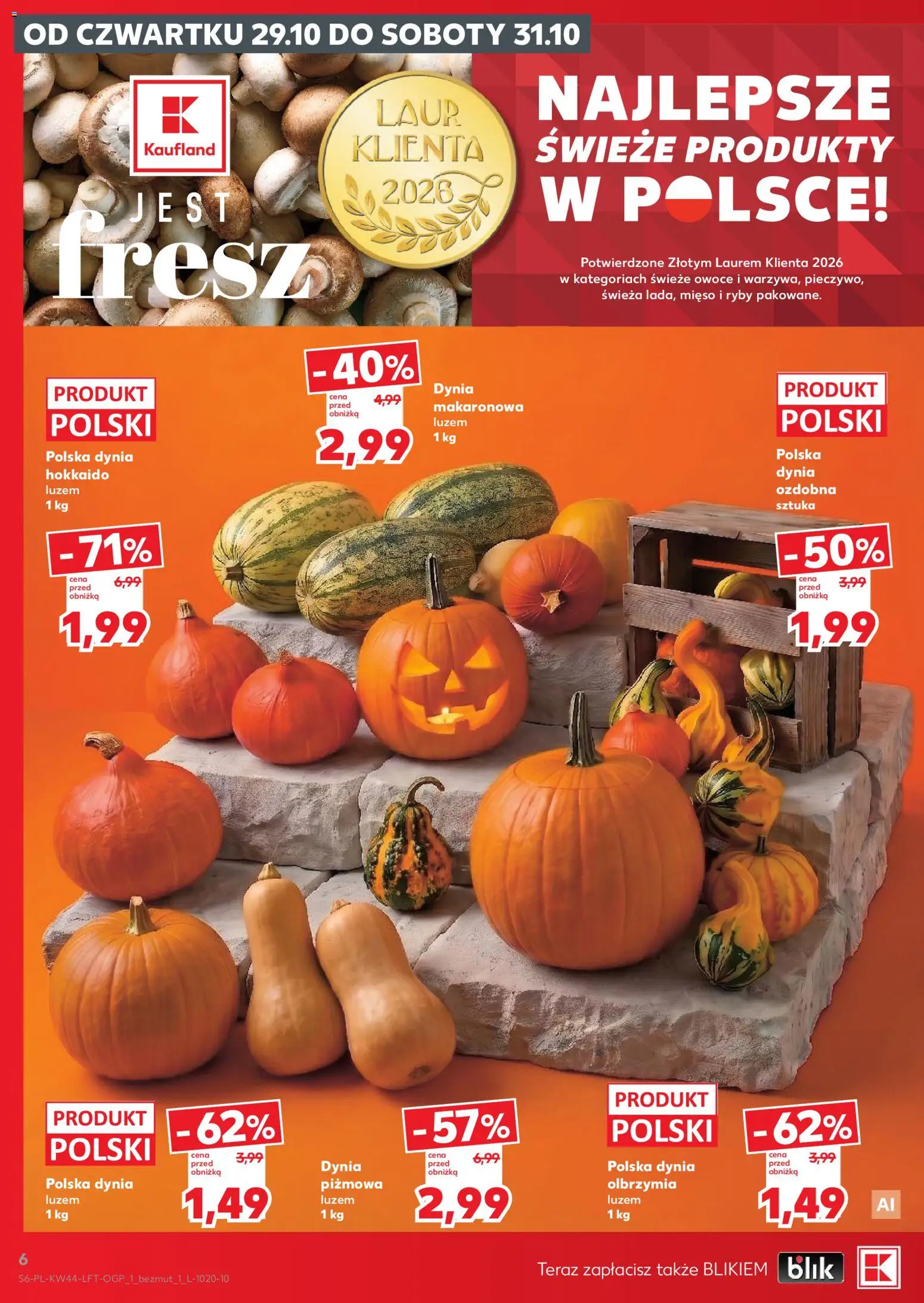 Kaufland gazetka od 29.10.2026 | Strona: 6 | Produkty: Mięso, Ryby, Dynia piżmowa, Owoce