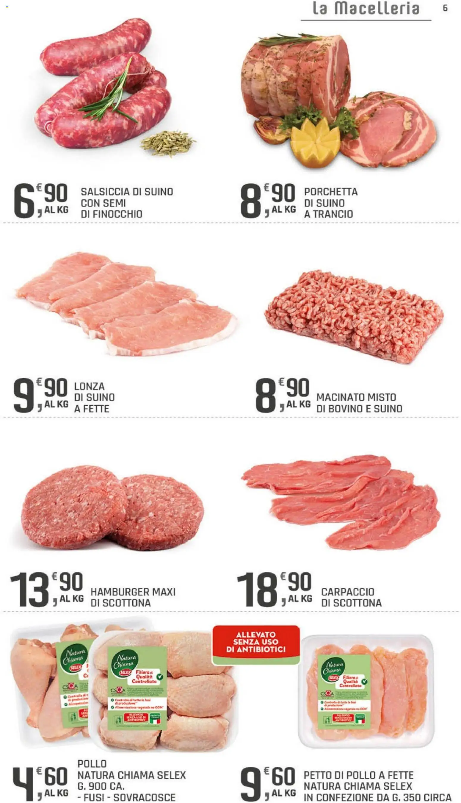 Volantino DOK del 02/09/2026 | Pagina: 6 | Prodotti: Carpaccio, Pollo, Salsiccia, Macinato