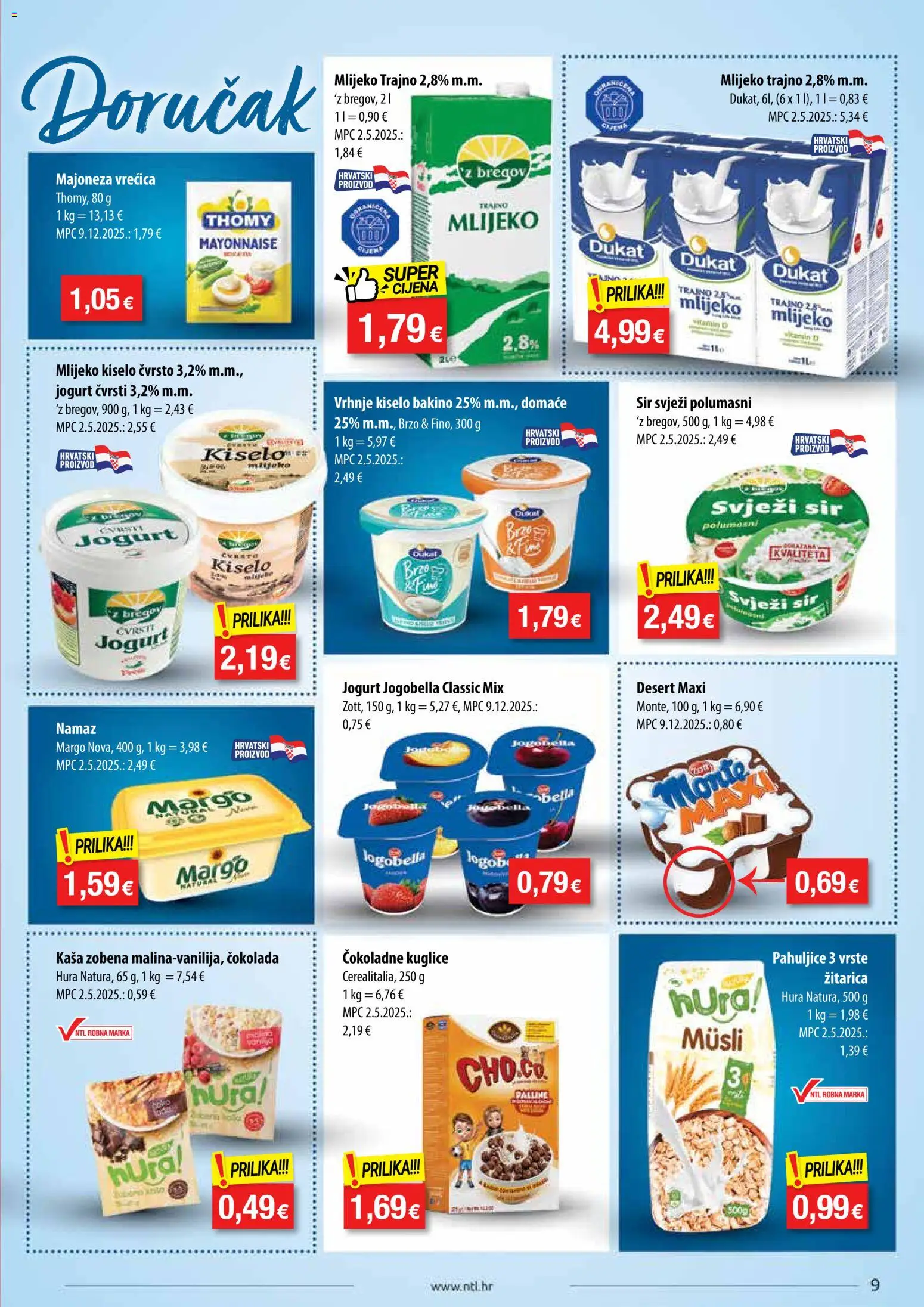 NTL katalog | vrijedi od 05.08.2026 | Stranica: 9 | Proizvodi: Jogurt, Čokolada, Pahuljice, Namaz