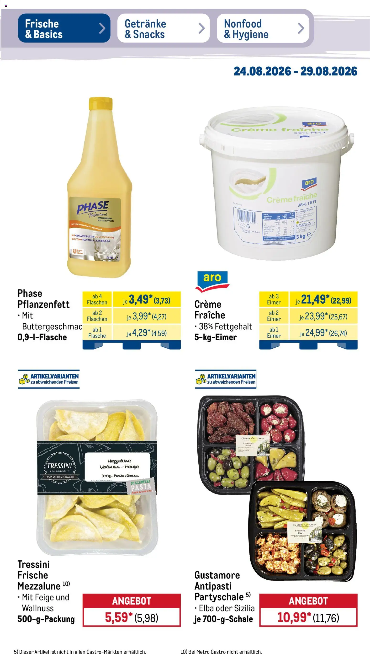 Metro NonFood-Angebote – gültig ab 24.08.2026 | Seite: 46 | Produkte: Butter, Creme, Pasta