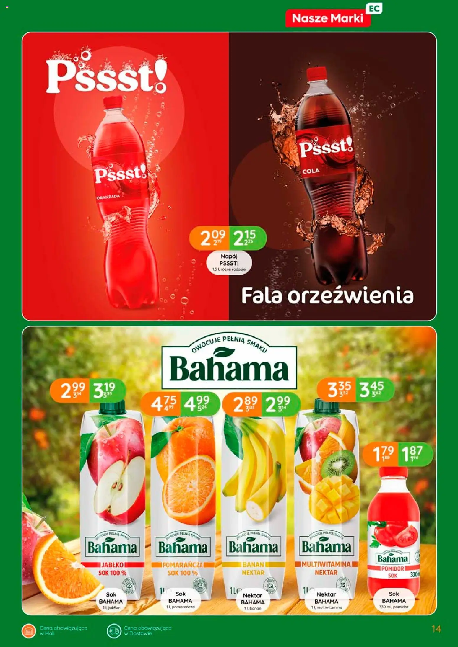 Eurocash gazetka od 17.09.2026 | Strona: 14 | Produkty: Oranżada, Pomidor, Sok, Banan
