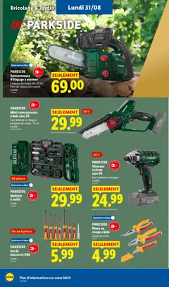 LIDL - Prévisualisation de PARKSIDE Mini-tronçonneuse à bois sans fil, Mini-tronçonneuse à bois sans fil. Sans batterie ni chargeur L'unité. valide à partir de 27/08/2026 | Page: 52