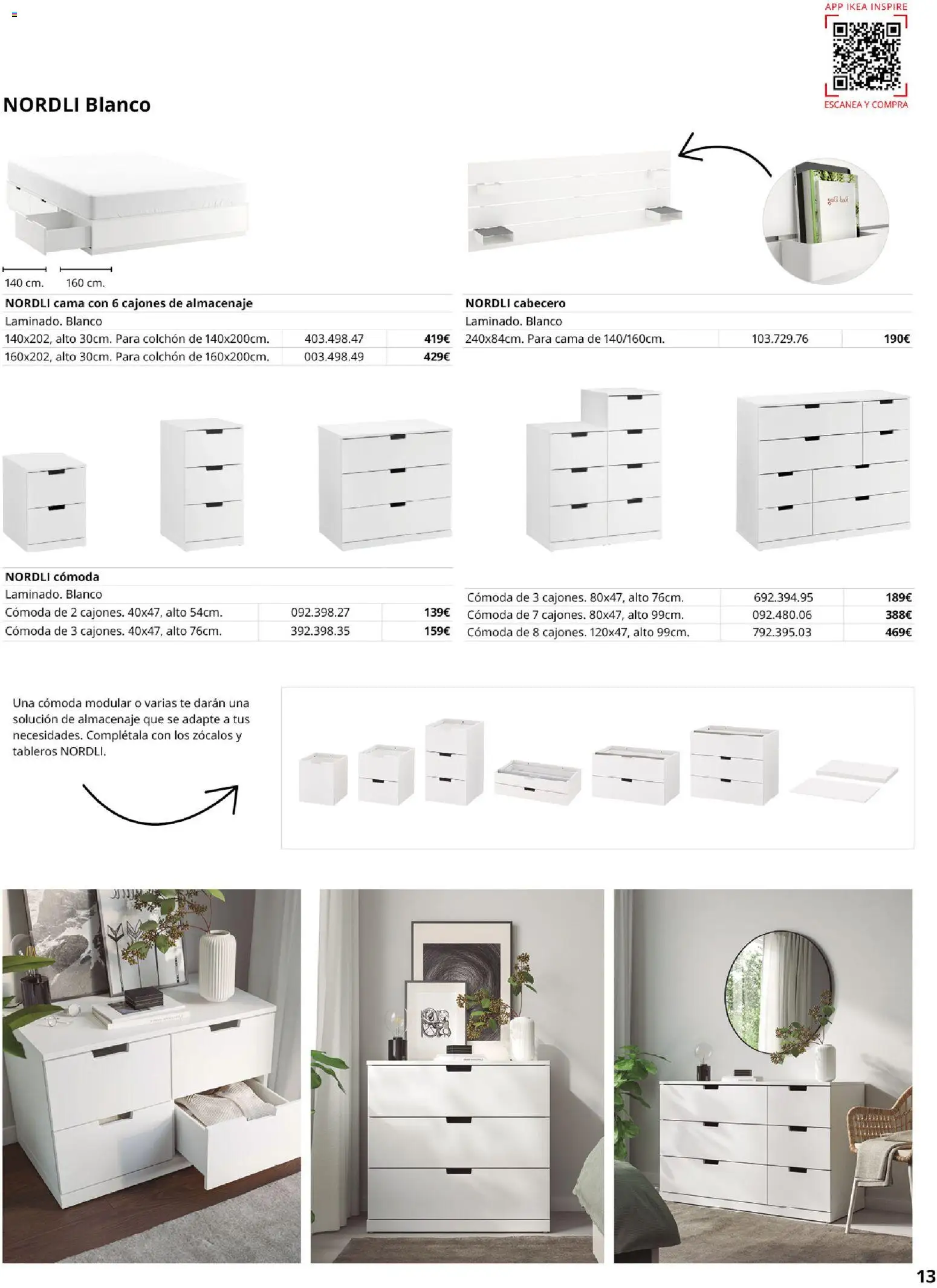 Catálogo IKEA Muebles para el dormitorio │ válido desde el 01/02/2026 | Página: 13 | Productos: Cómoda, Colchon, Cama, Almacenaje
