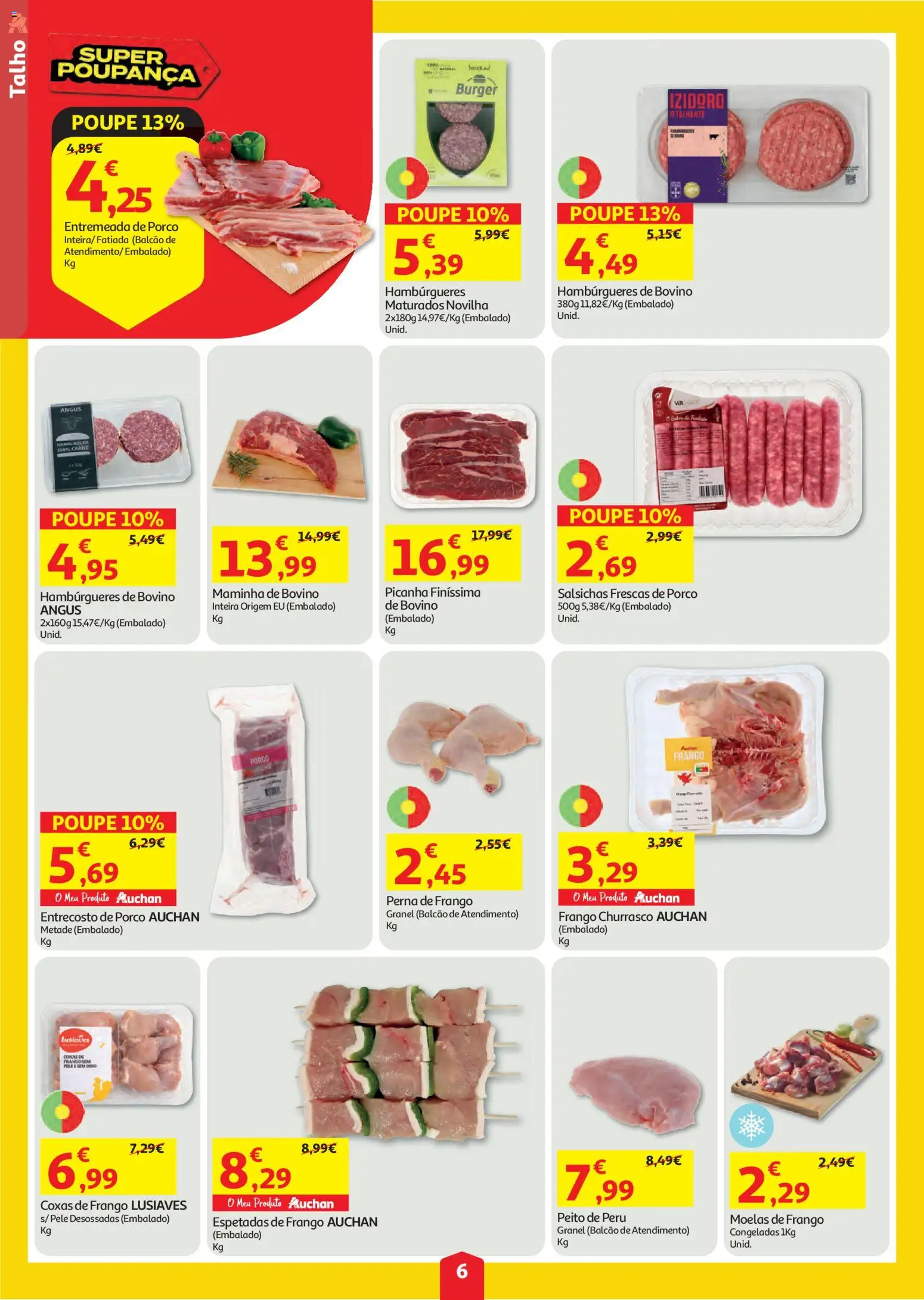Auchan folheto │ válido de 06/08/2026 | Página: 6 | Produtos: Peito de peru, Frango, Peru, Moelas