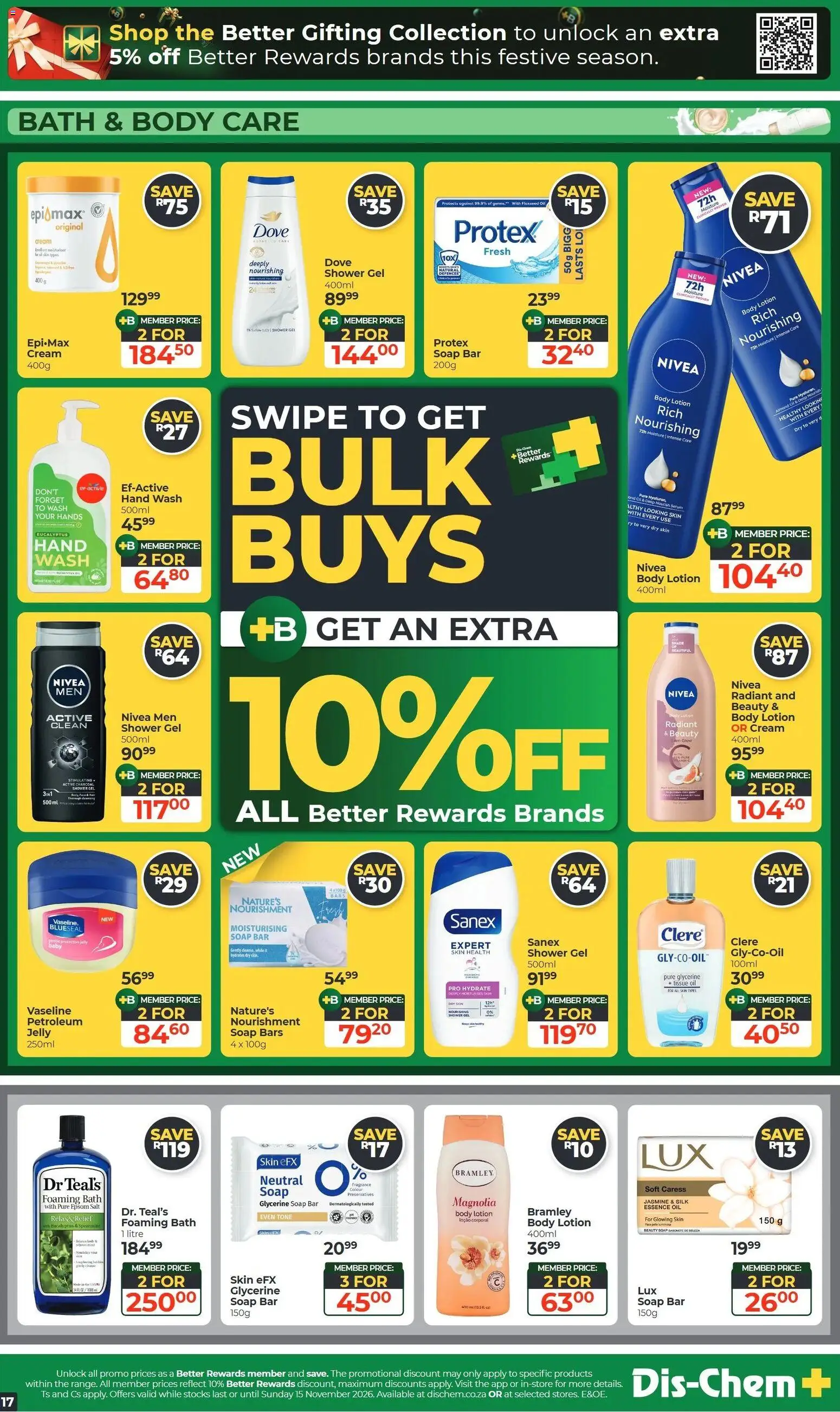 New Dis-Chem catalogue – valid from 20/10/2026 | Page: 17 | Products: Serum, Shower, Oil, Soap