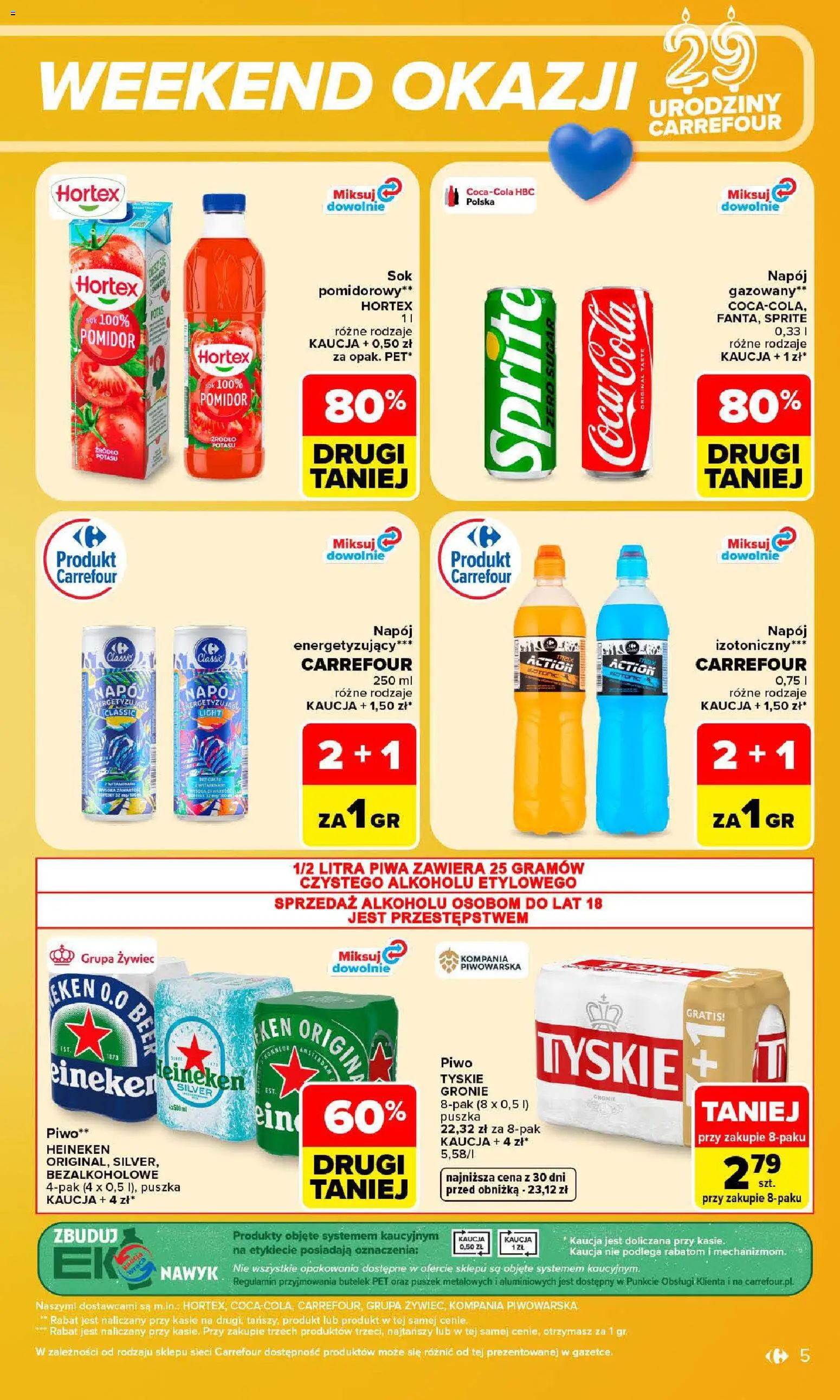 Carrefour gazetka - Weekend okazji od 29.10.2026 | Strona: 5 | Produkty: Sprite, Pomidor, Tyskie, Piwo