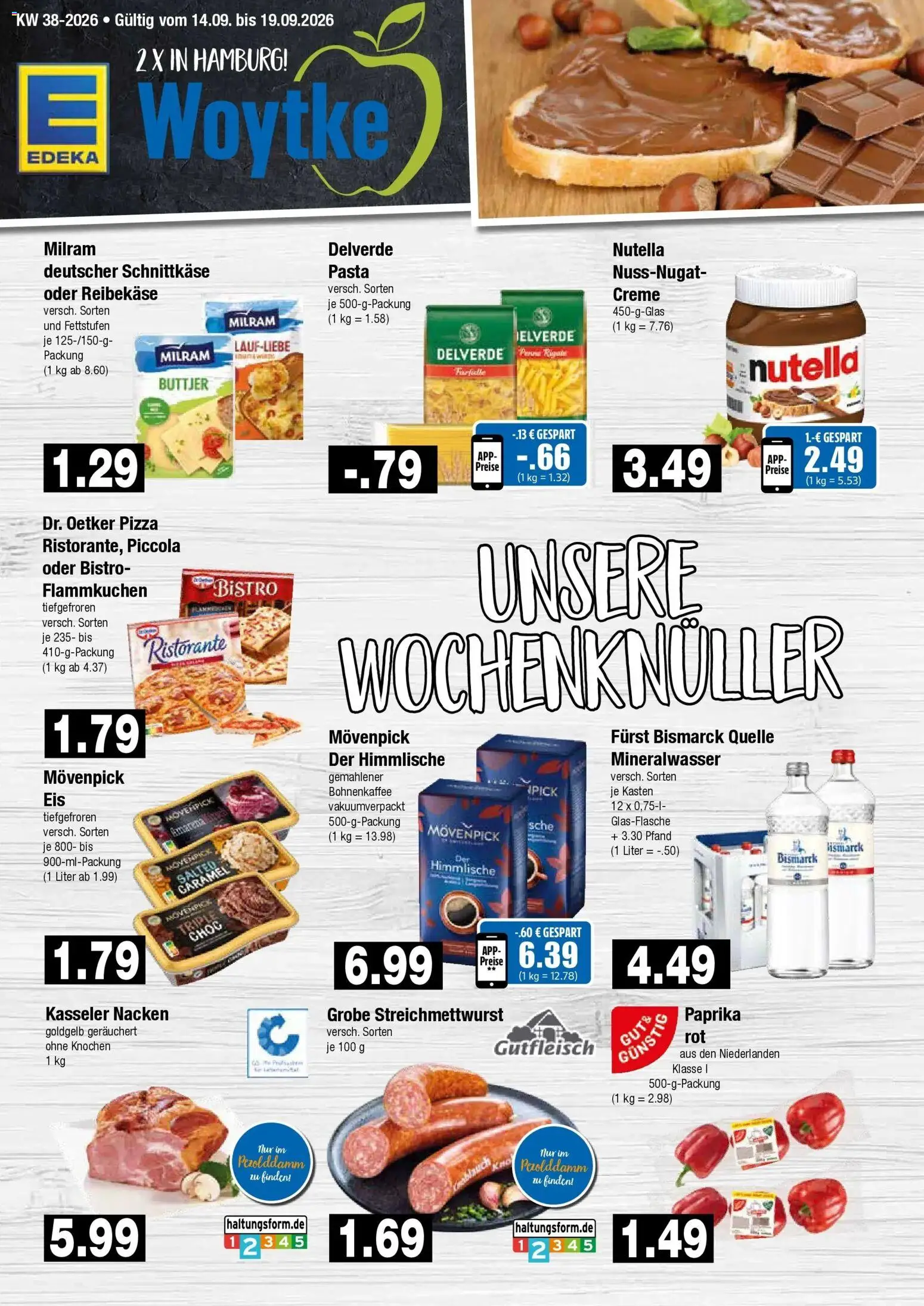 Edeka Prospekt Hamburg (ab 14.09.2026) » Angebote Online | Seite: 1 | Produkte: Creme, Paprika, Milram, Reibekase