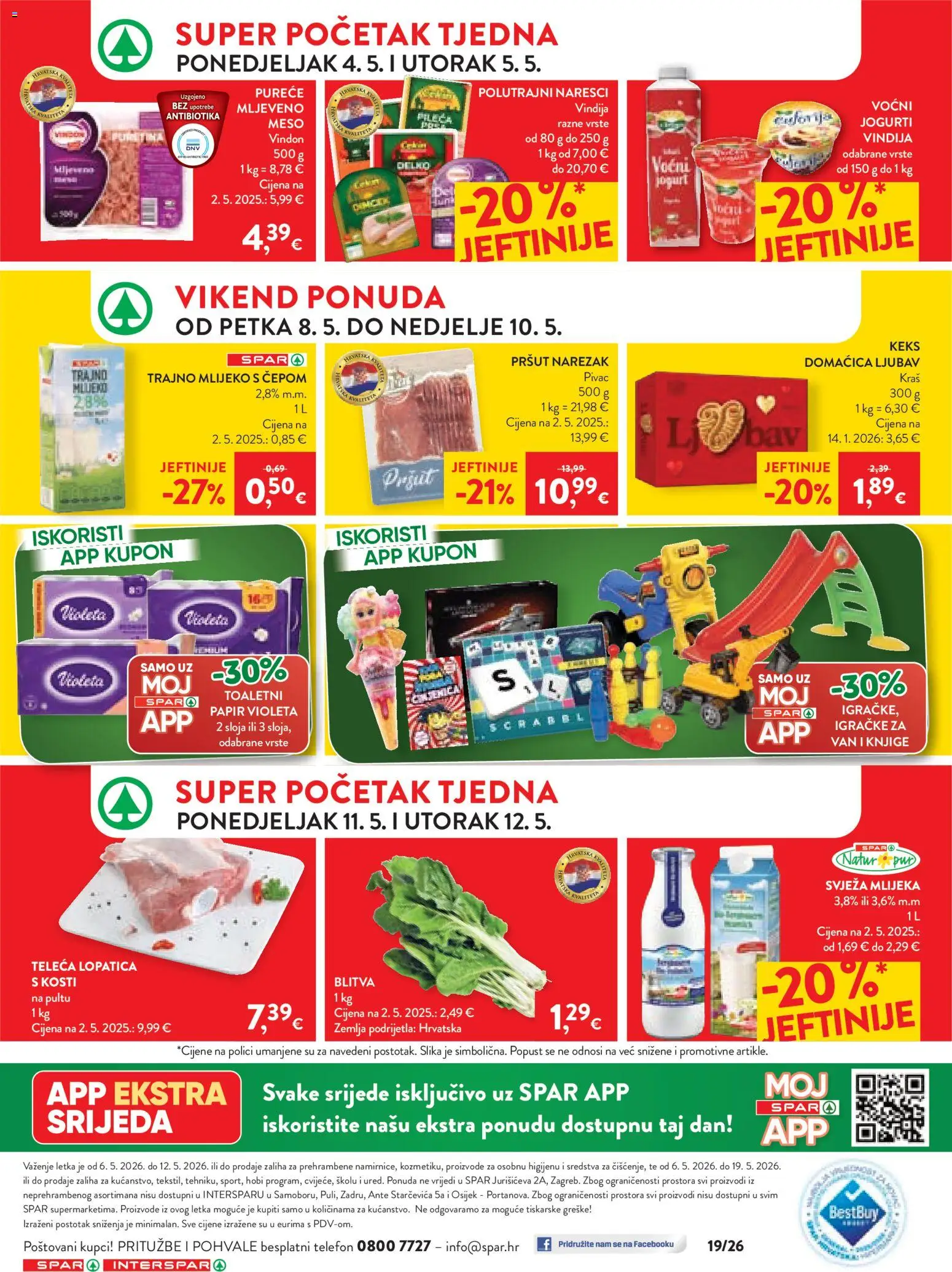 Spar katalog | vrijedi od 06.05.2026 | Stranica: 28 | Proizvodi: Mlijeko, Meso, Pršut, Violeta